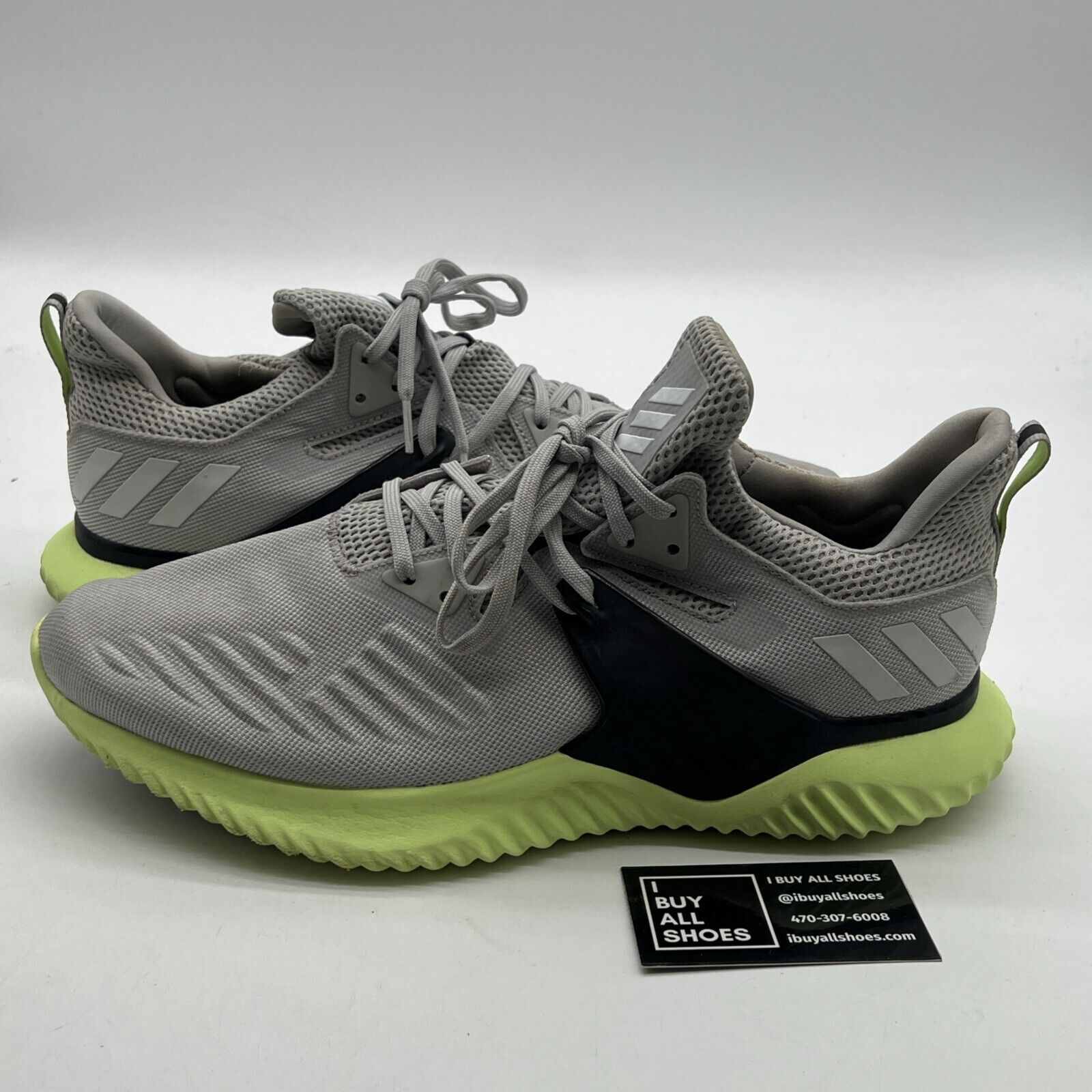 Size 13 - adidas Alphabounce Beyond Grey Hi-Res Yellow (BD7096)