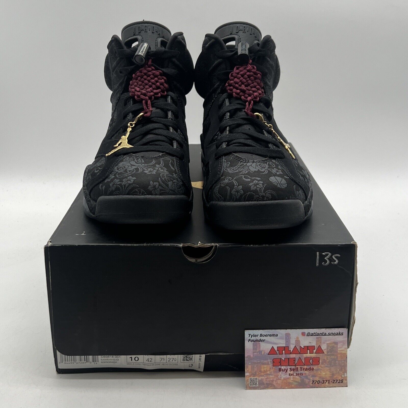 Size 10 - Air Jordan 6 Retro Singles Day W Black Grey Maroon (DB9818-001)