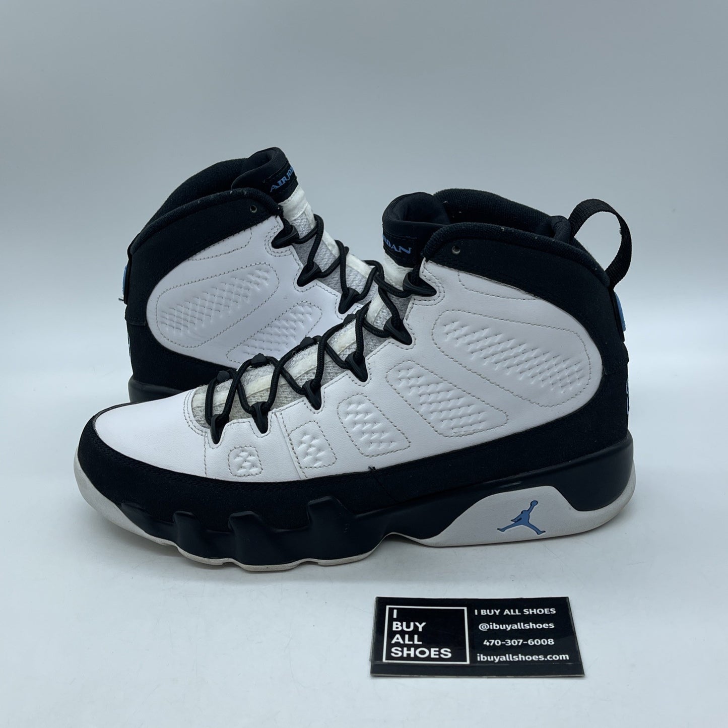 Size 10 - Jordan 9 Retro University Blue White Black Leather (CT8019-140)