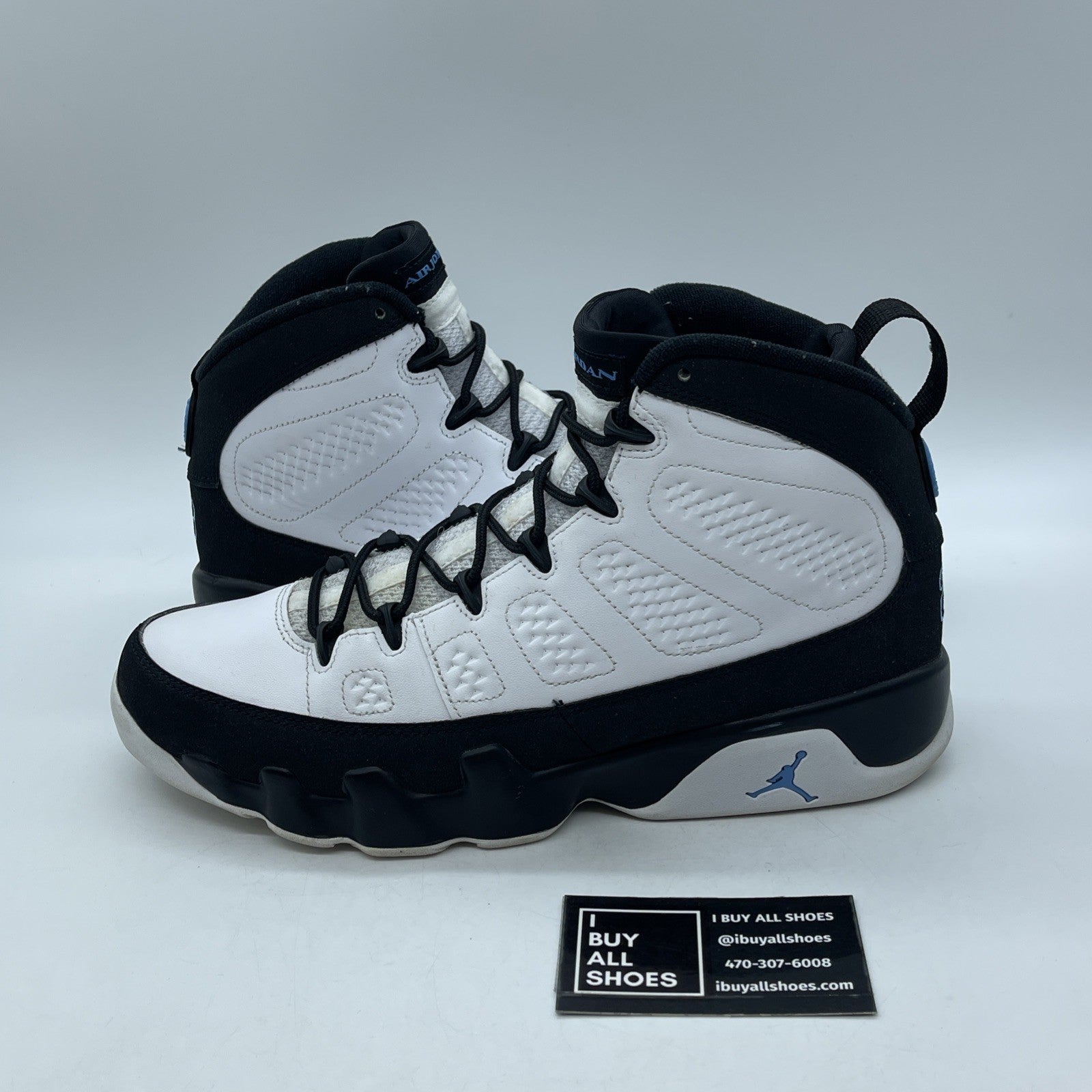 Size 10 - Jordan 9 Retro University Blue White Black Leather (CT8019-140)