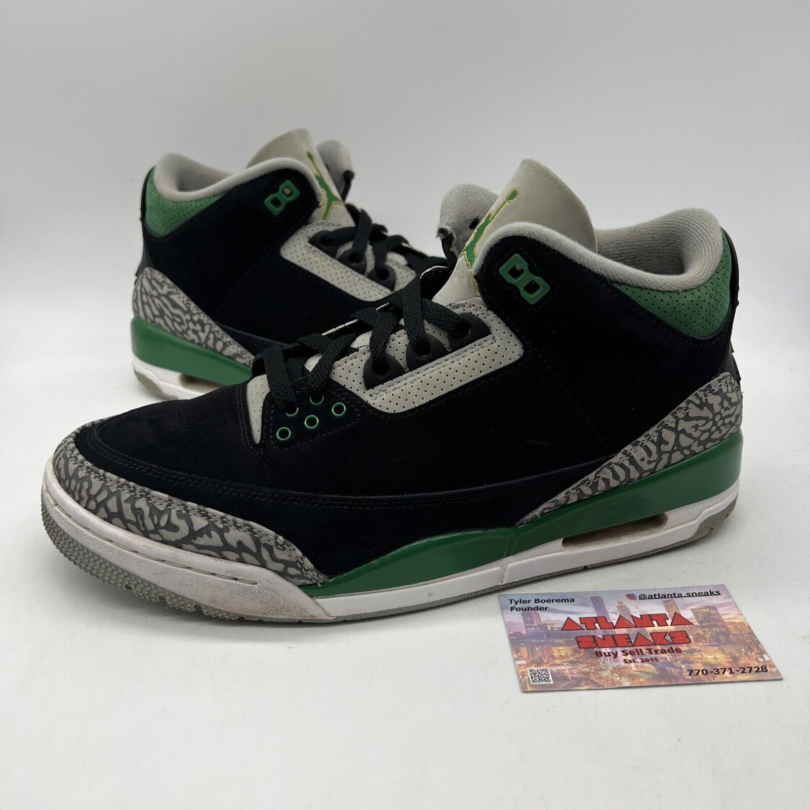 Size 10 - Jordan 3 Retro Mid Pine Green Black White  Suede Leather (CT8532-030)