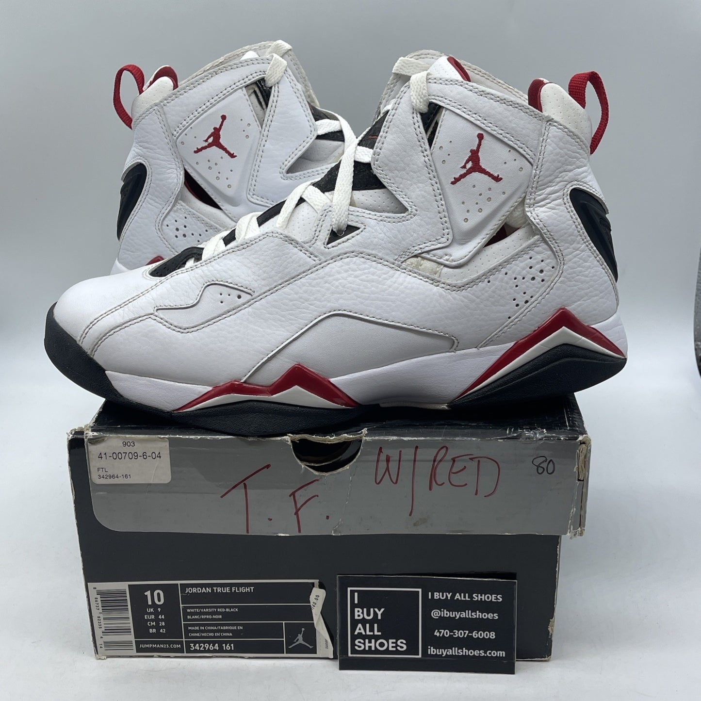 Size 10- Air Jordan True Flight White Red (343795-161)