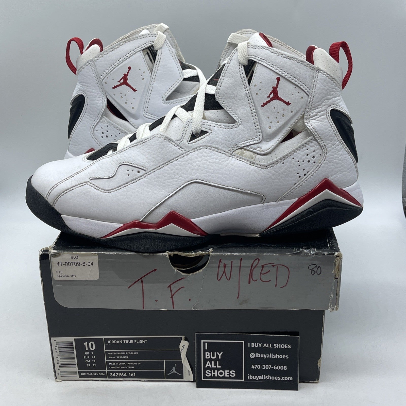 Size 10- Air Jordan True Flight White Red (343795-161)