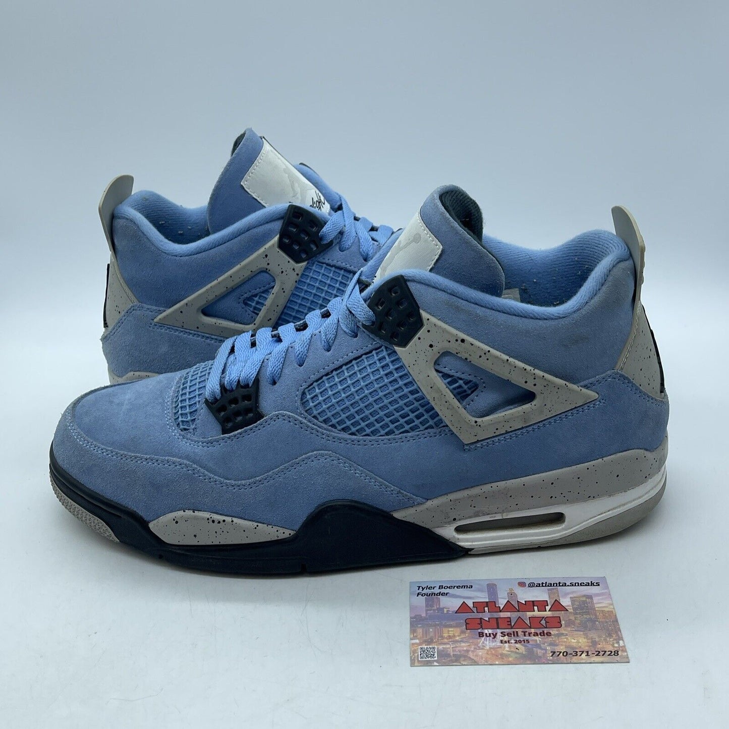 Size 12 - Jordan 4 Retro Mid University Blue Grey Black Suede Leather CT8527-400