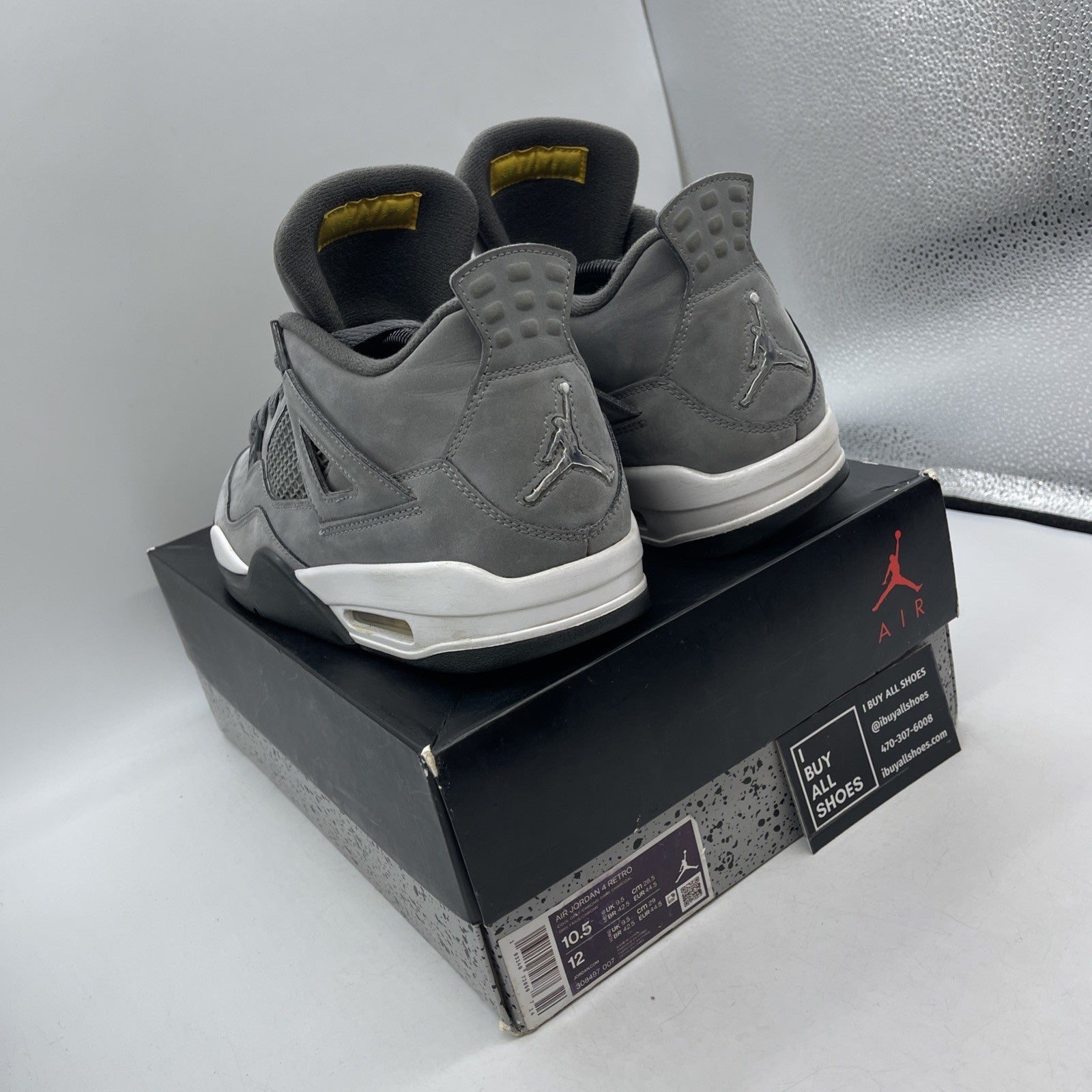 Size 10.5 - Air Jordan 4 Retro Low Cool Grey (308497-007)