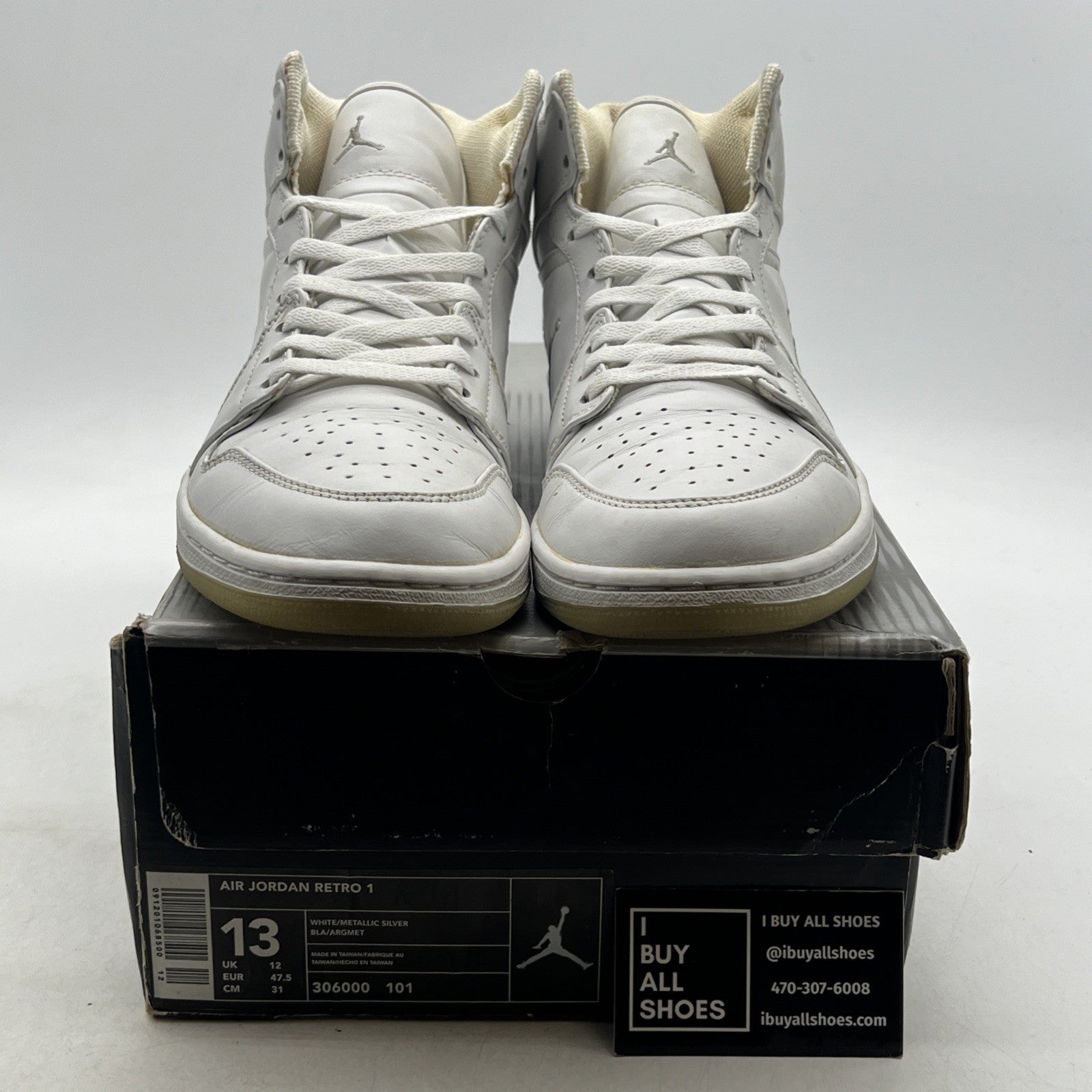 Size 13 - Air Jordan 1 Retro 2002 White Chrome (306000-101)