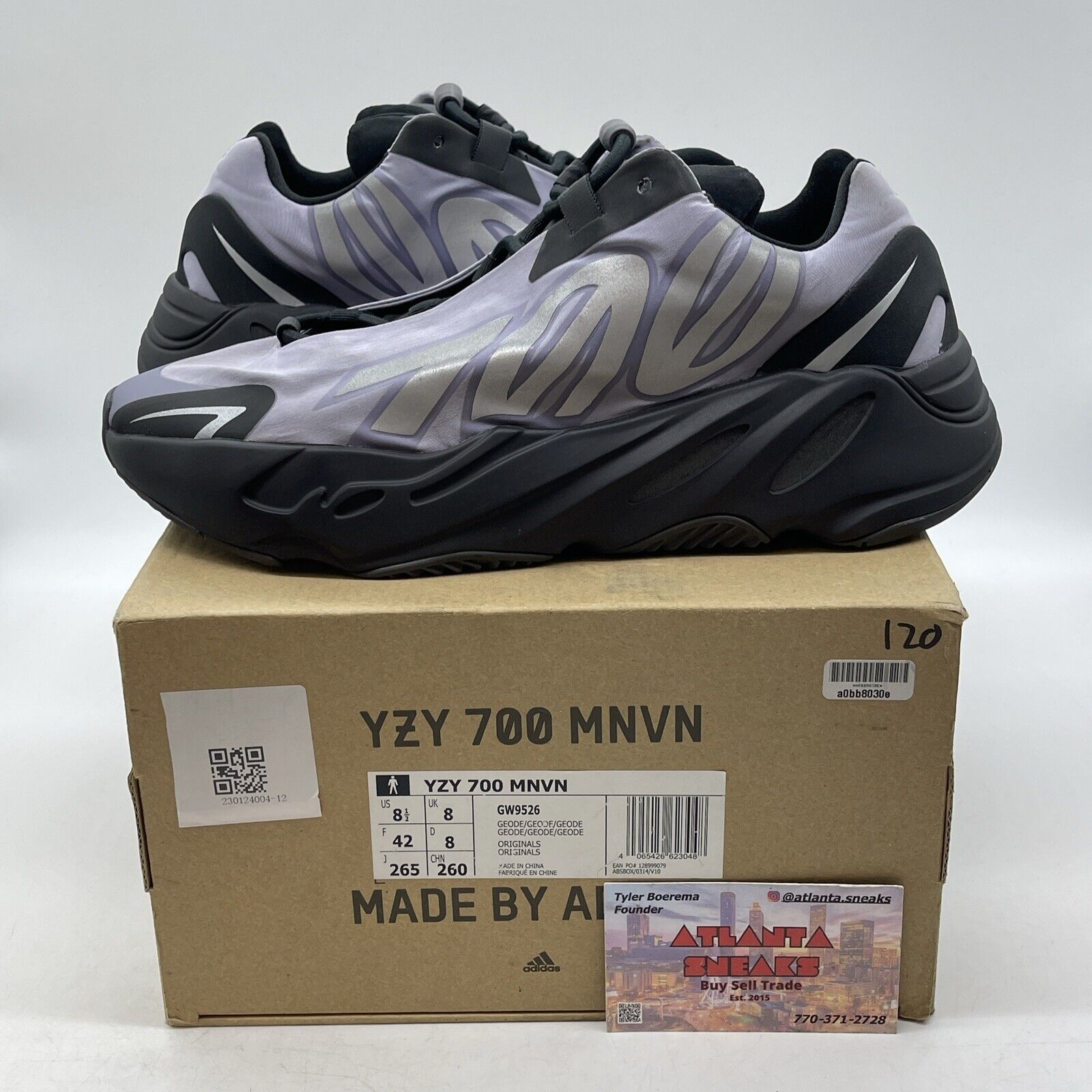 Size 8.5 - adidas Yeezy Boost 700 MNVN Geode Black Purple (GW9526)