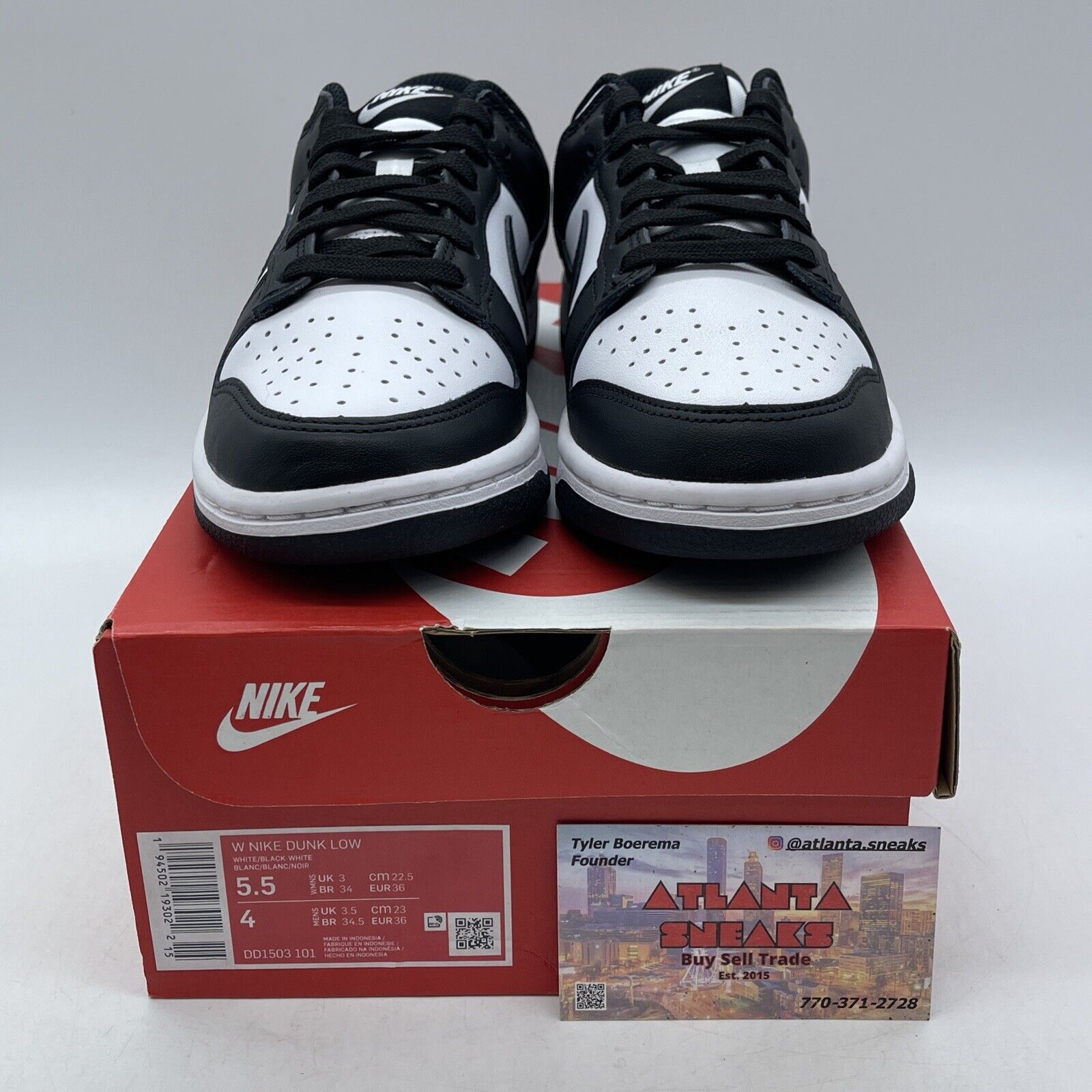 Size 5.5W - Nike Dunk Low Black White Leather (DD1503-101)