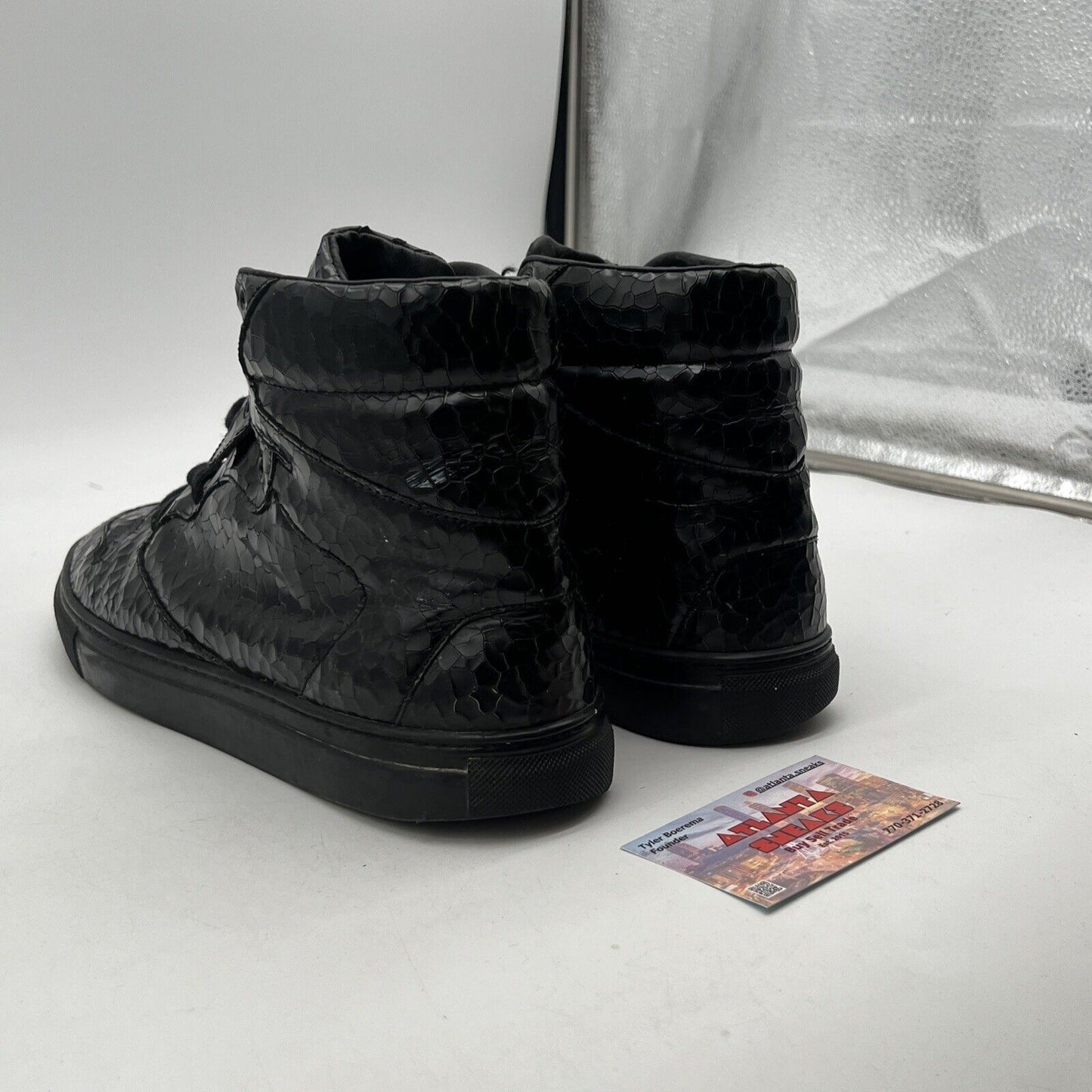 Size 9 - Balenciaga Craquelé High Top Black Crackled Patent Leather Sneakers