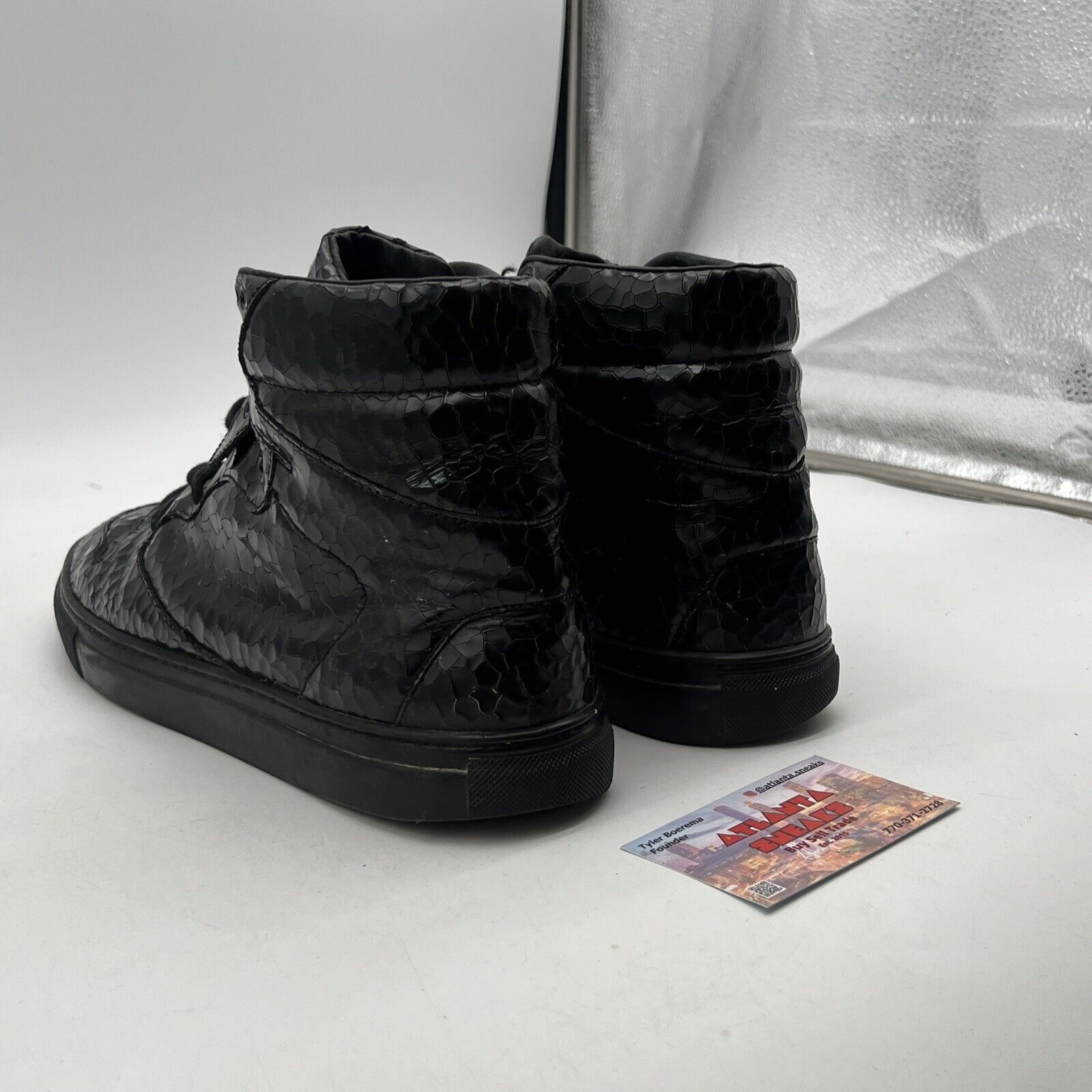 Size 9 - Balenciaga Craquelé High Top Black Crackled Patent Leather Sneakers