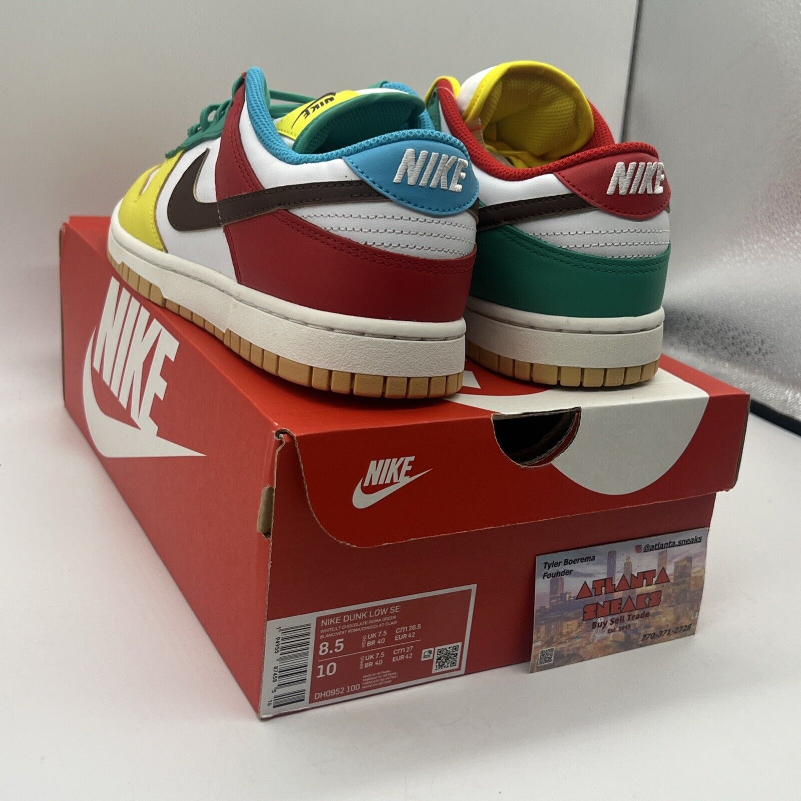 Size 8.5 - Nike Dunk SE Low Free.99 - White Brand New Og All Gum Yellow Blue DS