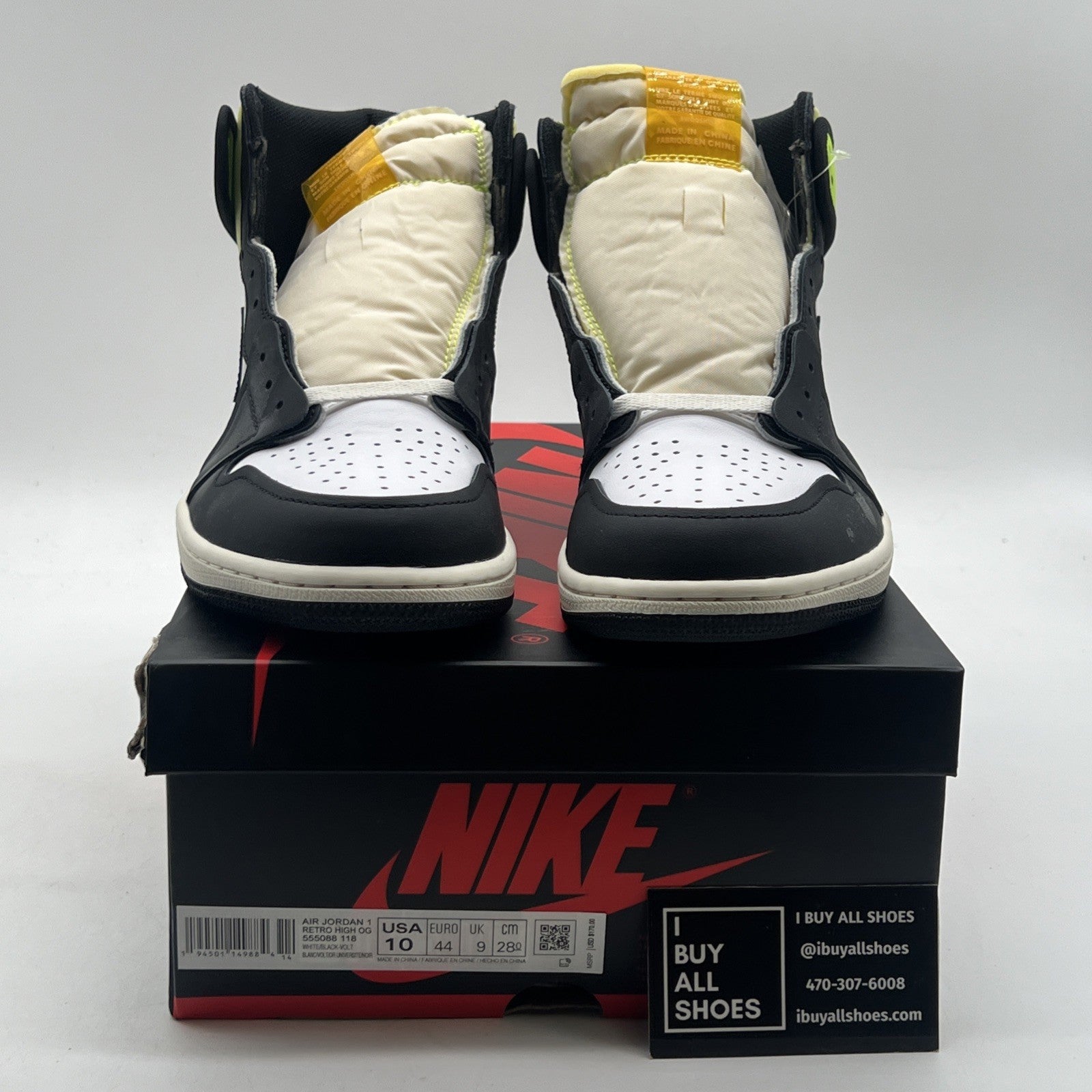 Size 10 - Air Jordan 1 Retro High OG Volt (555088-118)