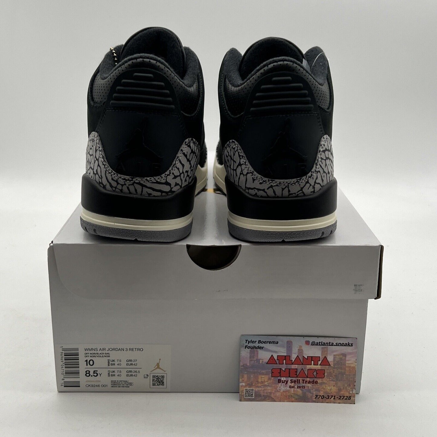 Size 10W - Air Jordan 3 Retro Off Noir Sail Black (CK9246-001)