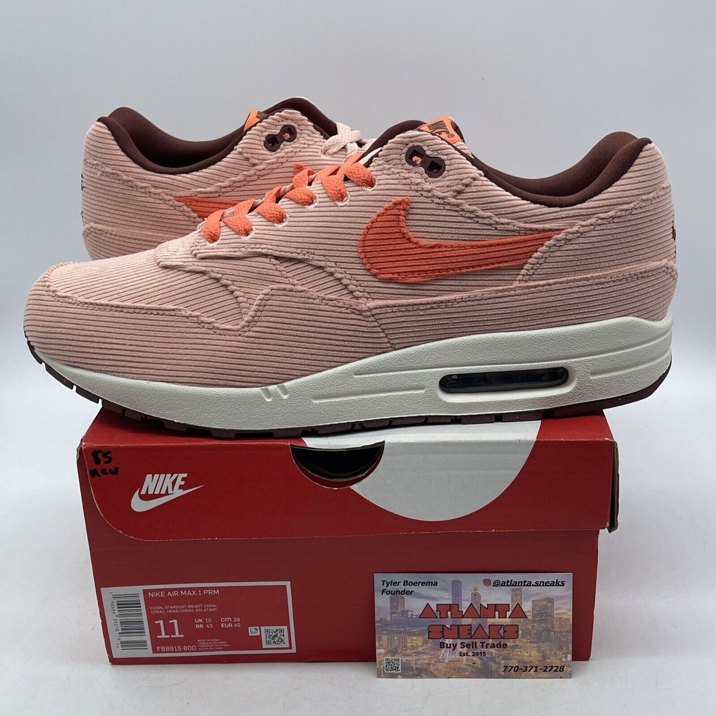 Size 11 - Nike Air Max 1 Premium Coral Stardust Corduroy Suede (FB8915-600)