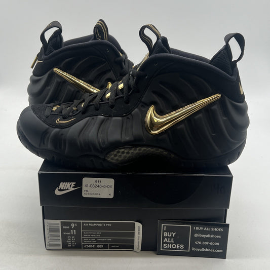 Size 9.5 - Nike Air Foamposite Pro Black Metallic Gold (624041-009)