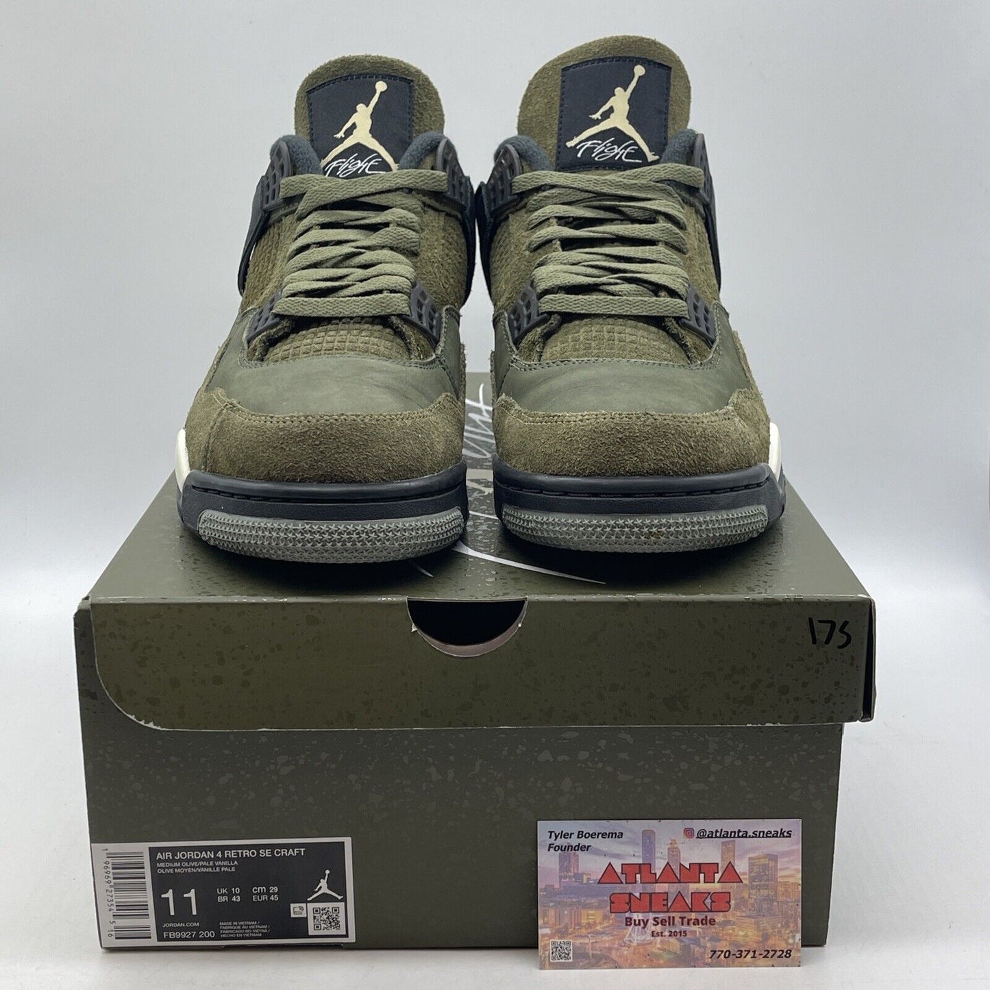 Size 11 - Jordan 4 SE Retro Low Craft - Olive White Black Suede (FB9927-200)