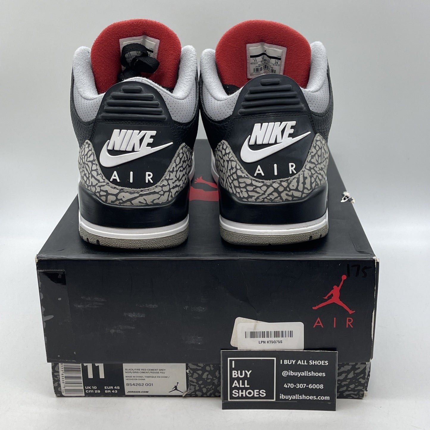 Size 11 - Jordan 3 Retro OG Mid Black Cement Grey Suede Leather (854262-001)