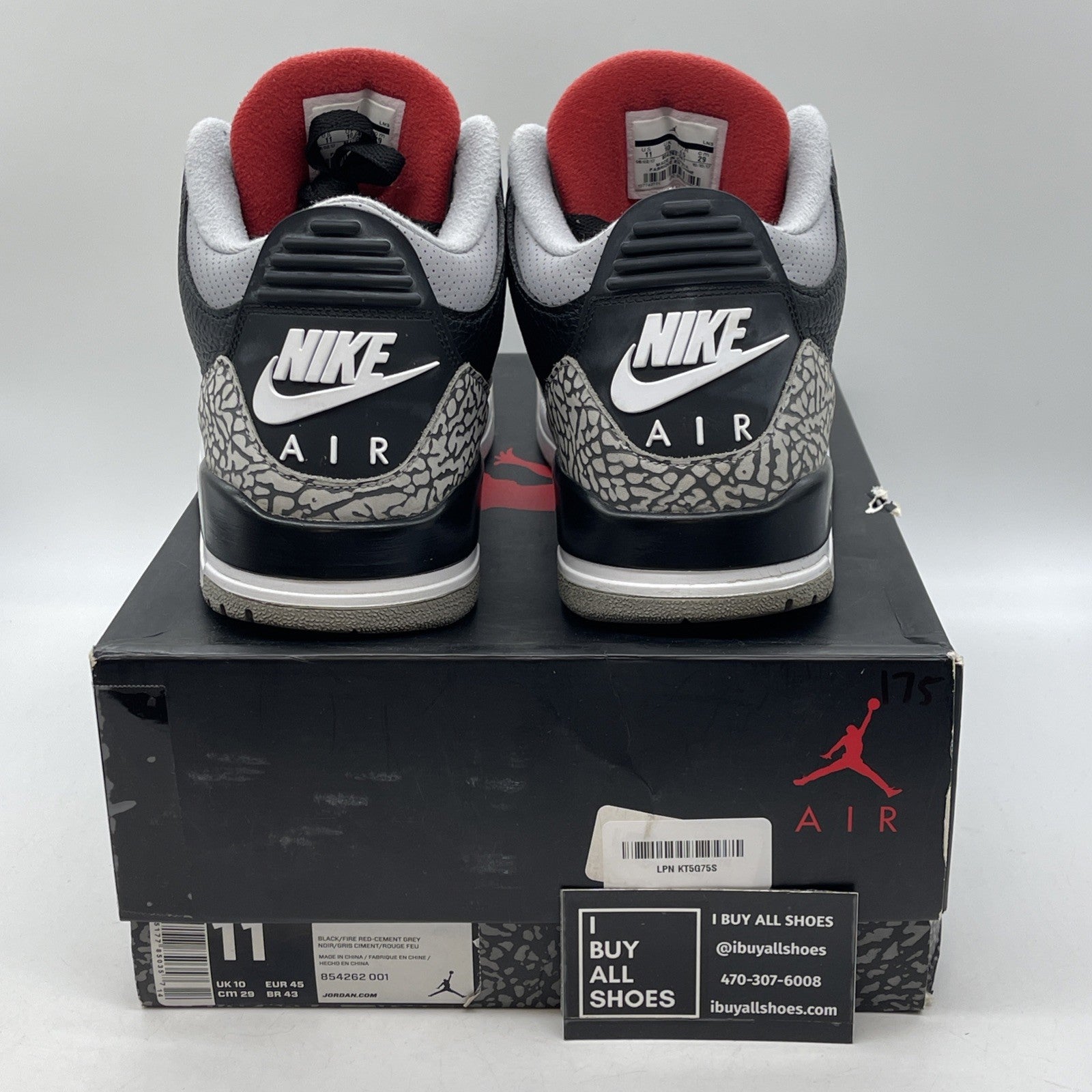 Size 11 - Jordan 3 Retro OG Mid Black Cement Grey Suede Leather (854262-001)
