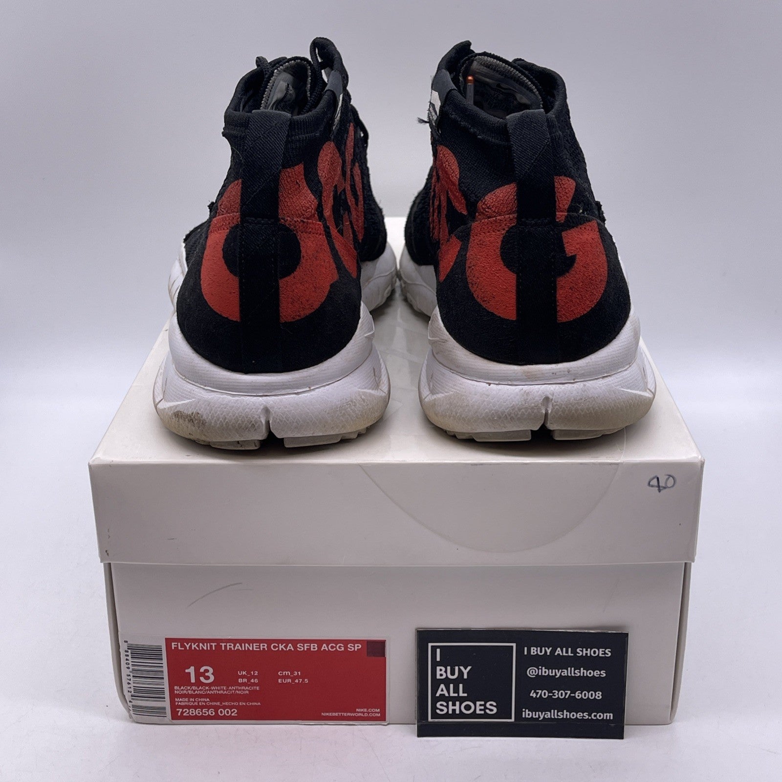 Size 13 - NikeLab Flyknit Trainer Chukka SFB ACG SP Black (728656-002)