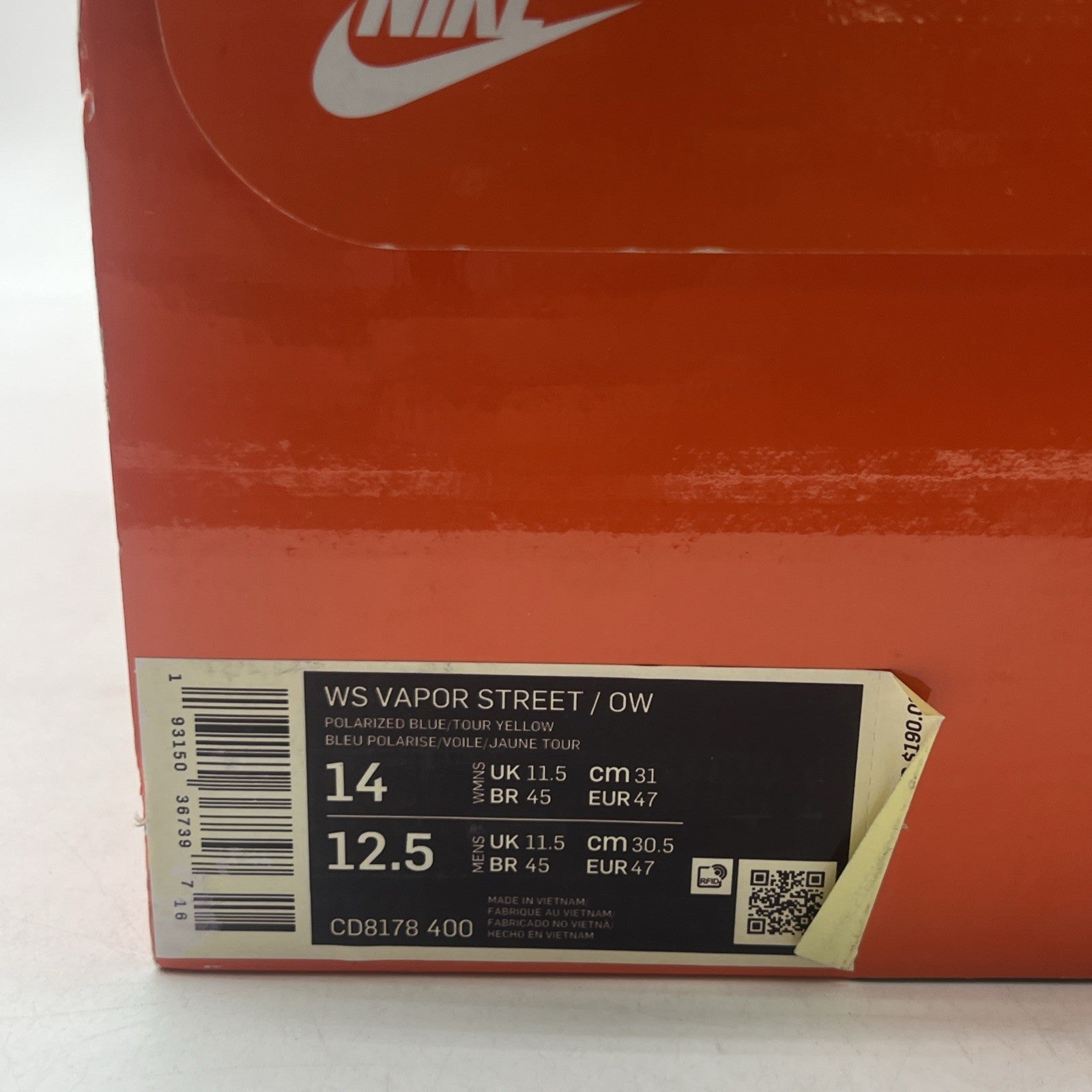 Size 14 - Nike Off-White x Vapor Street Polarized Blue W (CD8178-400)