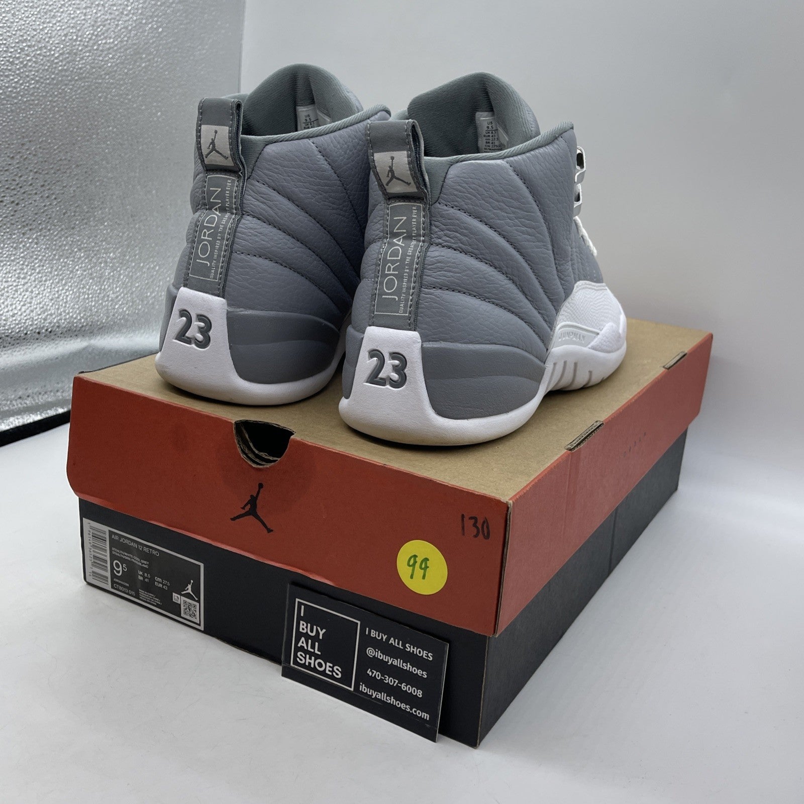 Size 9.5 - Jordan 12 Stealth 2022 Grey White Leather (CT8013-015)