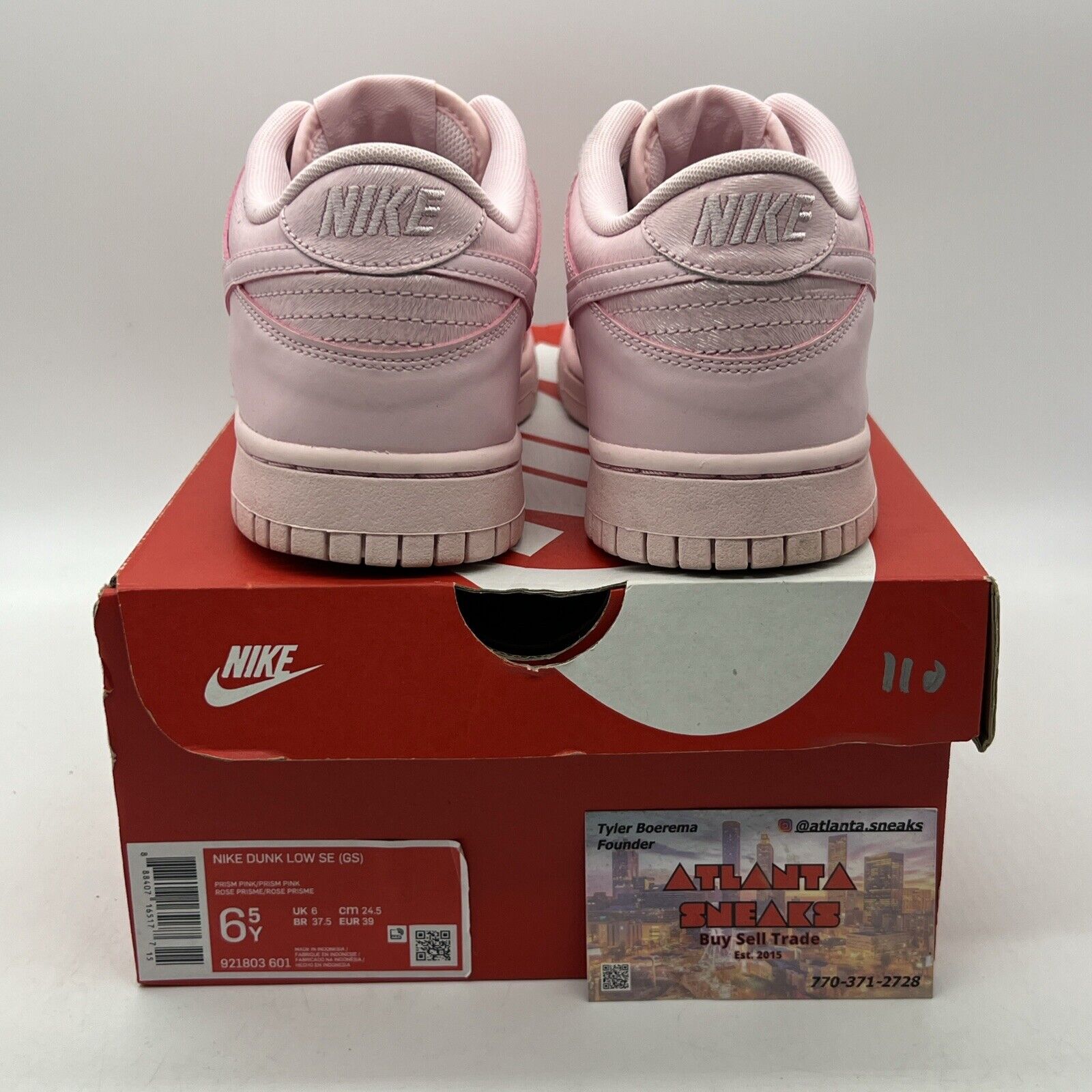 Nike Dunk Low Pink Size 6.5Y Pink Leather (921803-601)