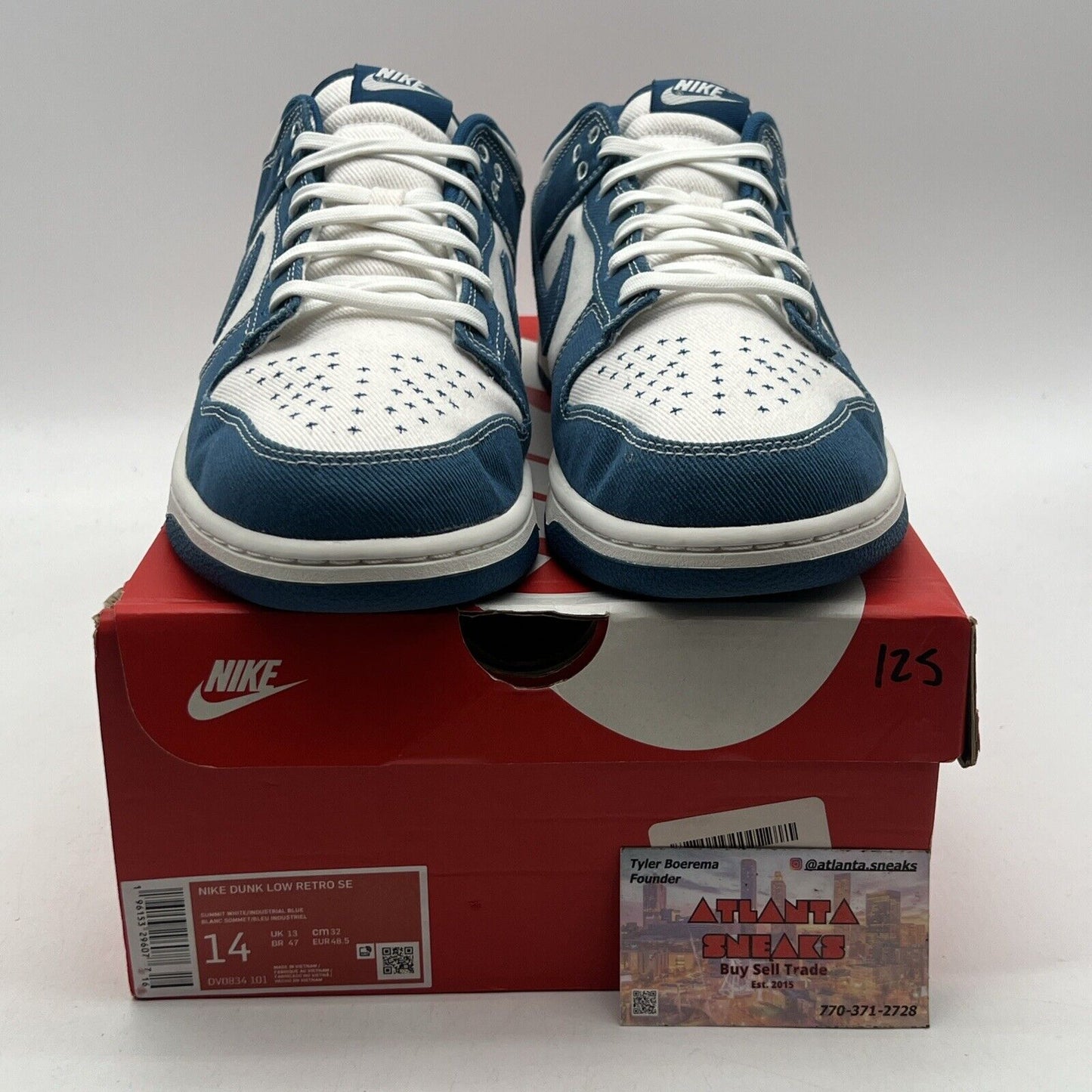 Size 14 - Nike Dunk Low SE Sashiko - Industrial Blue White (DV0834-101)