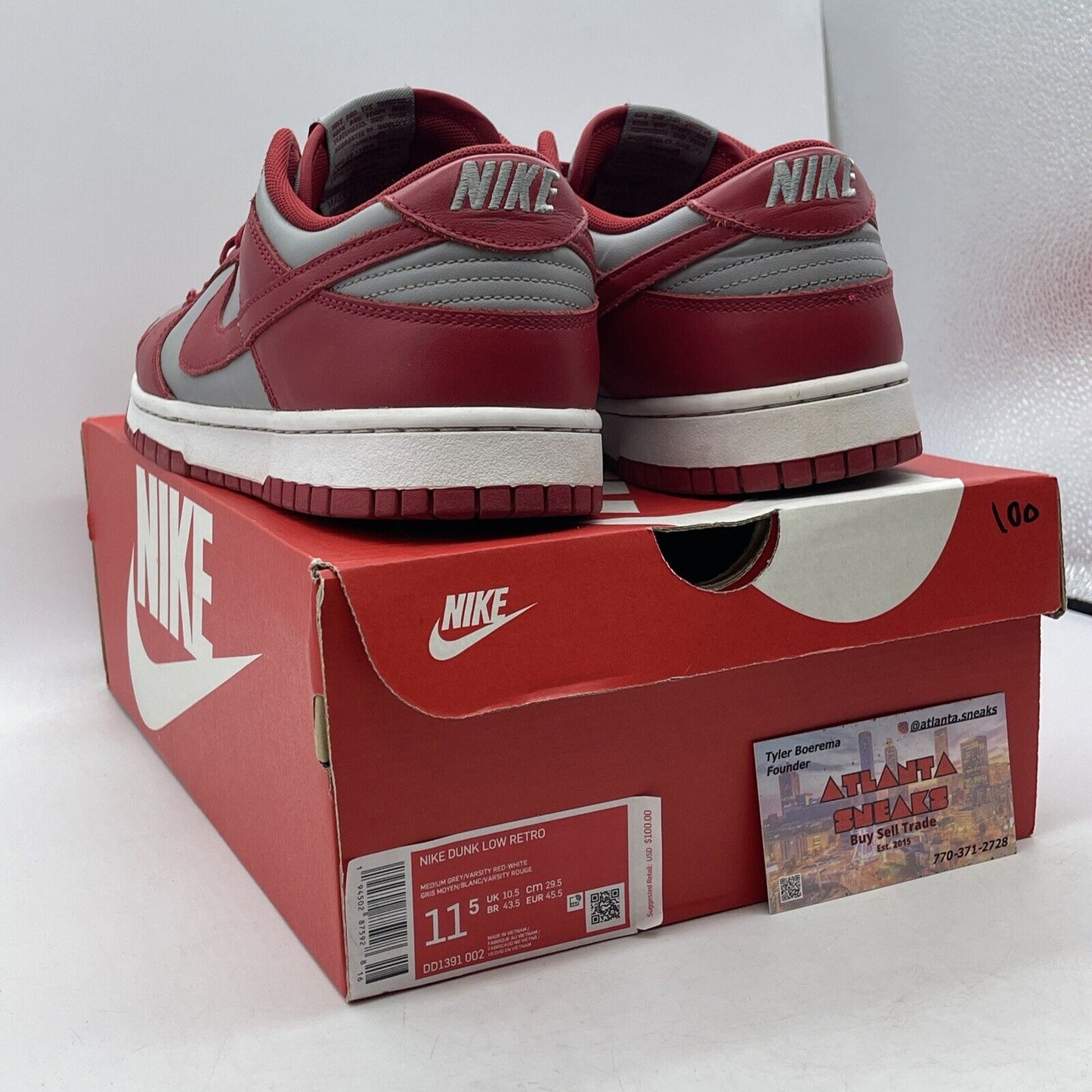 Size 11.5 - Nike Dunk Low SP UNLV 2021 Red White Grey Leather (DD1391-002)