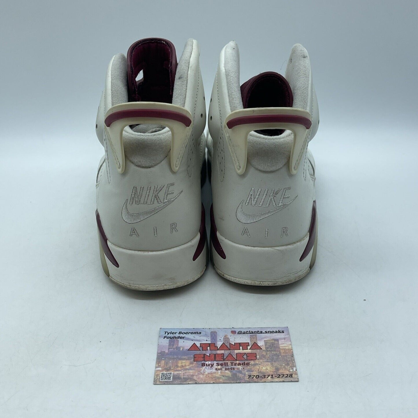 Size 9.5 - Air Jordan 6 Retro 2015 Maroon White Leather Suede (384664-116)