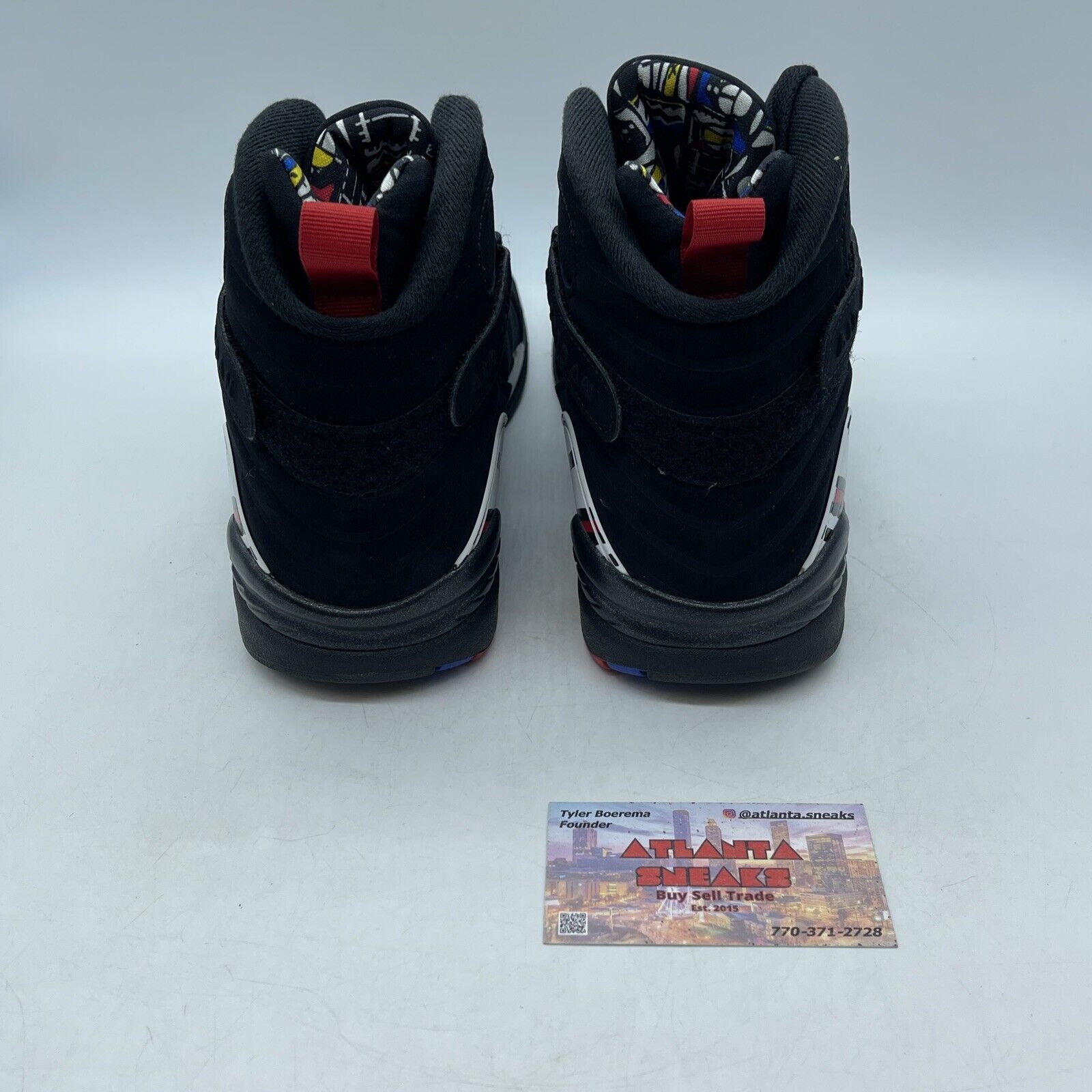 Size 10.5 - Jordan 8 Retro Mid Playoff White Black Red Blue Suede (305381-062)