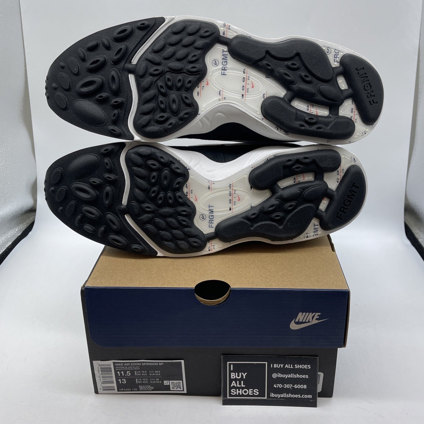 Size 11.5 - Nike Fragment Design x Air Zoom Spiridon White Blue Void HF5455-100