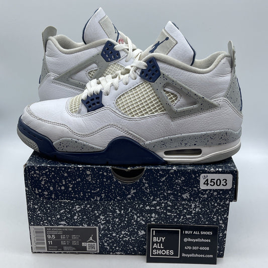 Size 9.5 - Jordan 4 Retro Mid Midnight Navy White Leather (DH6927-140)