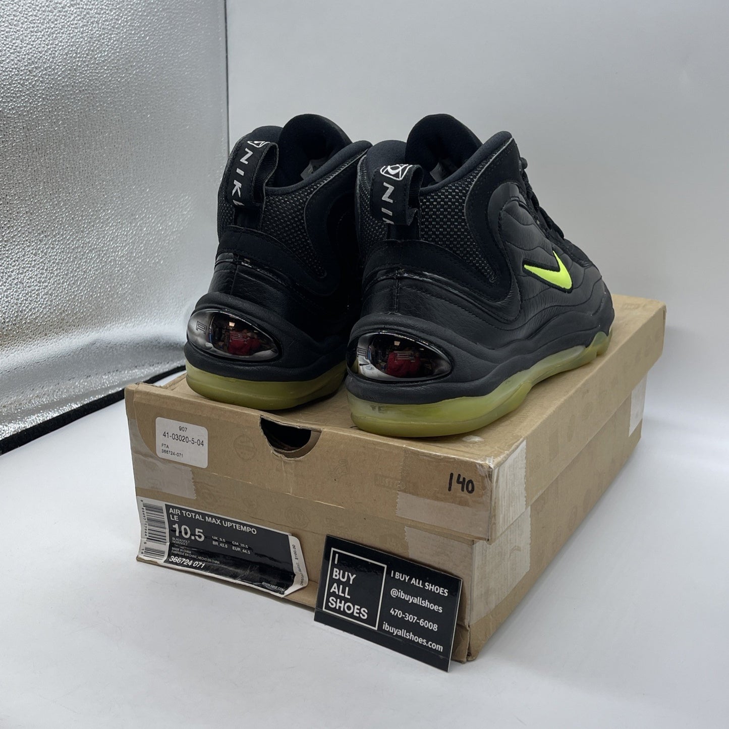 Size 10.5 - Nike Air Total Max Uptempo LE Black Volt Suede (366724-071)