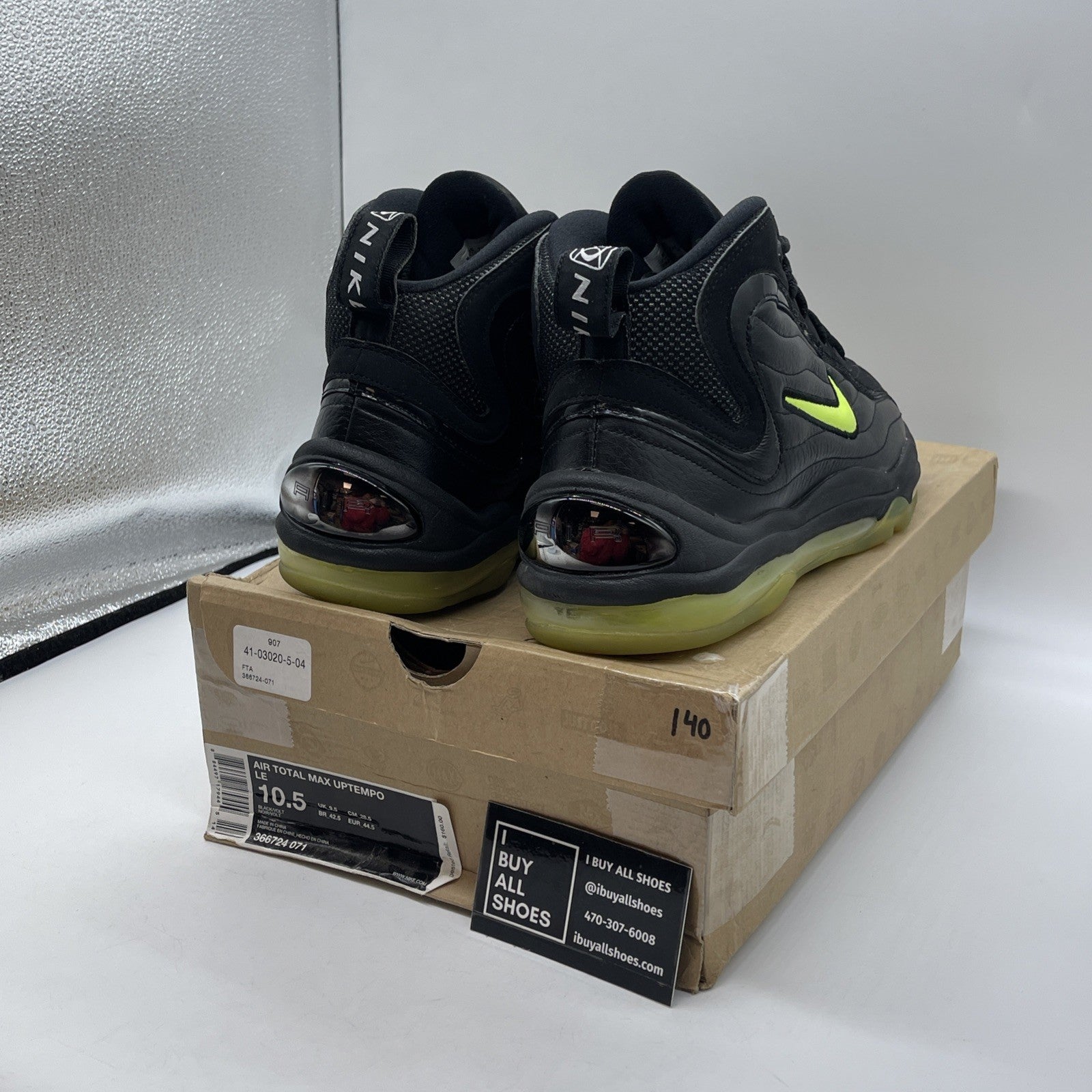 Size 10.5 - Nike Air Total Max Uptempo LE Black Volt Suede (366724-071)