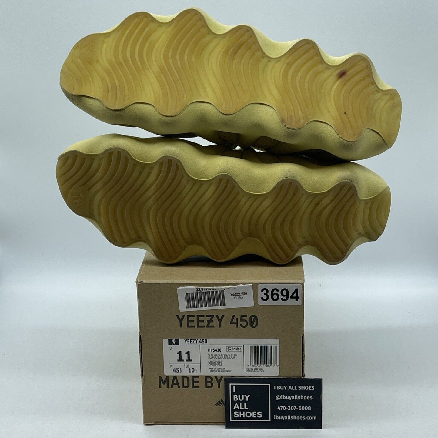 Size 11 - adidas Yeezy 450 Sulfur Yellow Suede (HP5426)