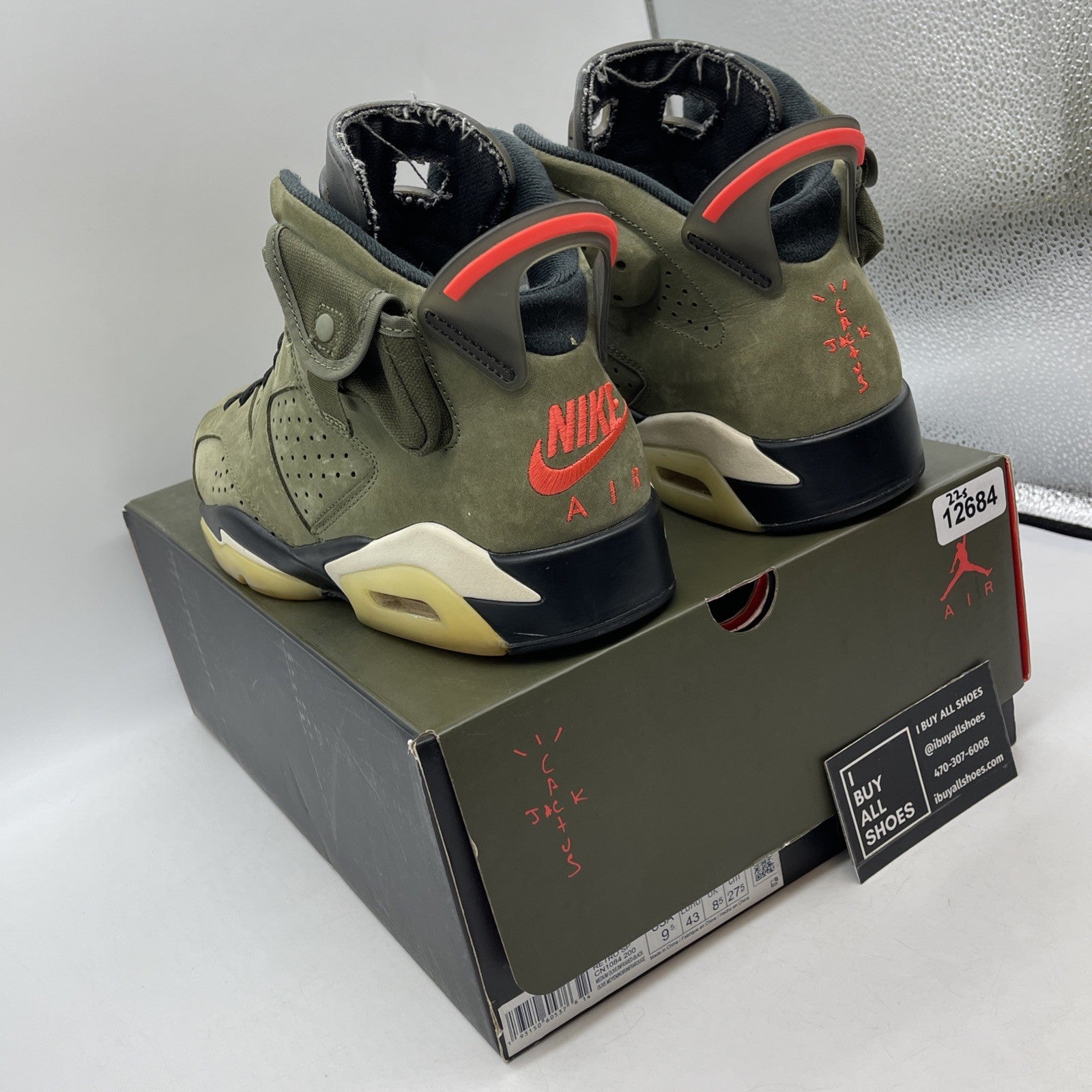 Size 9.5 - Jordan 6 Retro x Travis Scott Mid Olive Green Suede (CN1084-200)