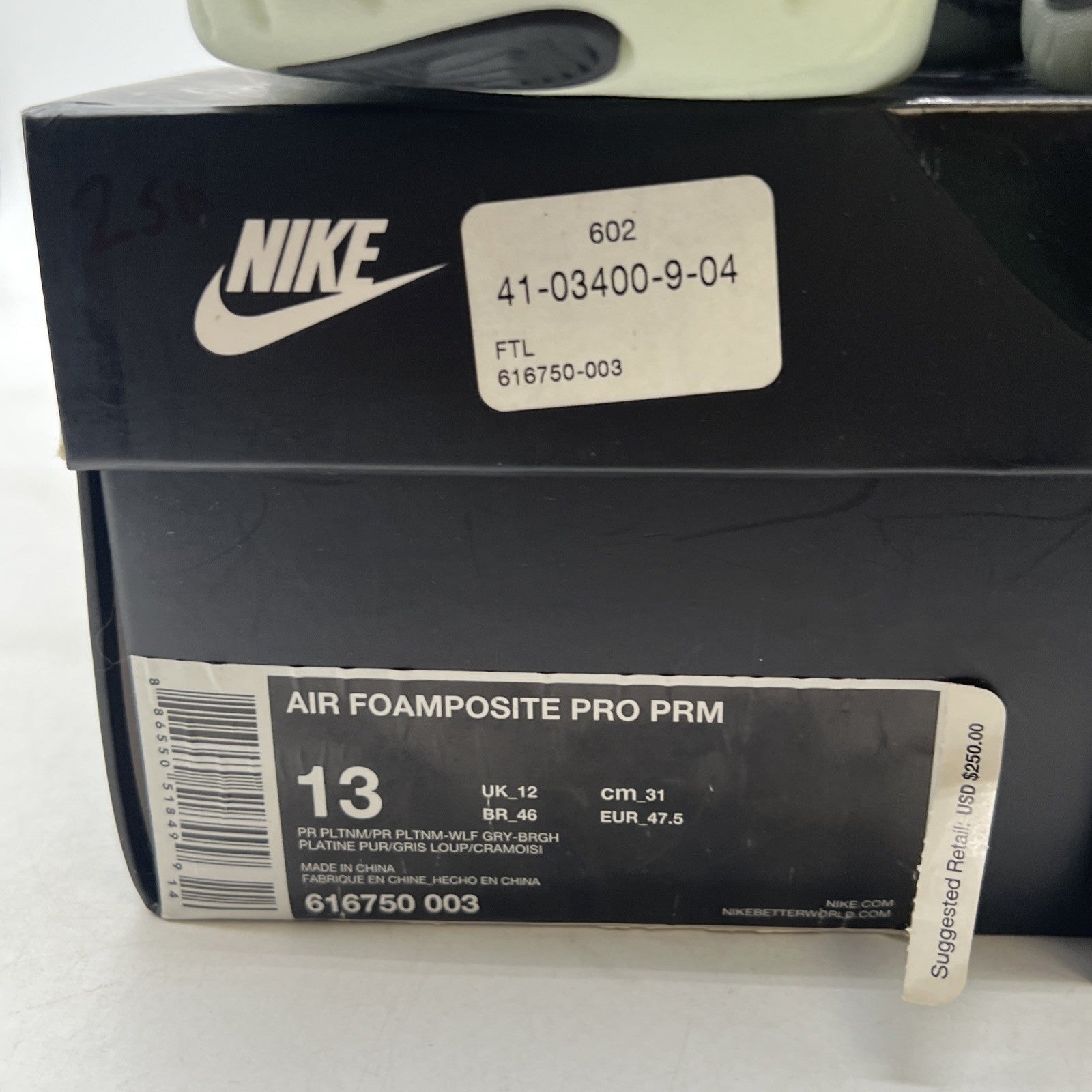 Size 13 - Nike Air Foamposite Pro Premium Pure Platinum (616750-003)