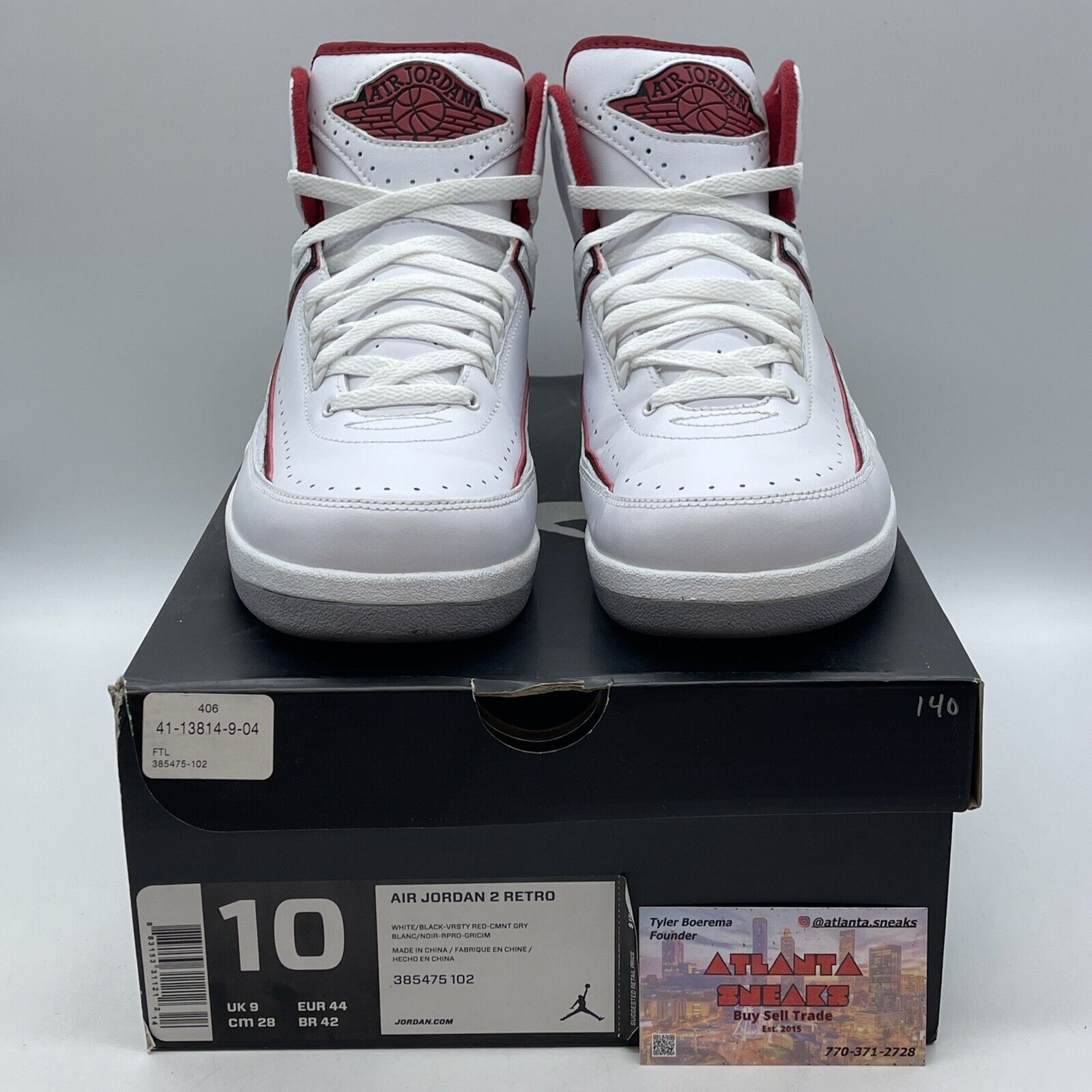 Size 10 - Air Jordan 2 Retro Chicago Home White Black Red Leather (385475-102)