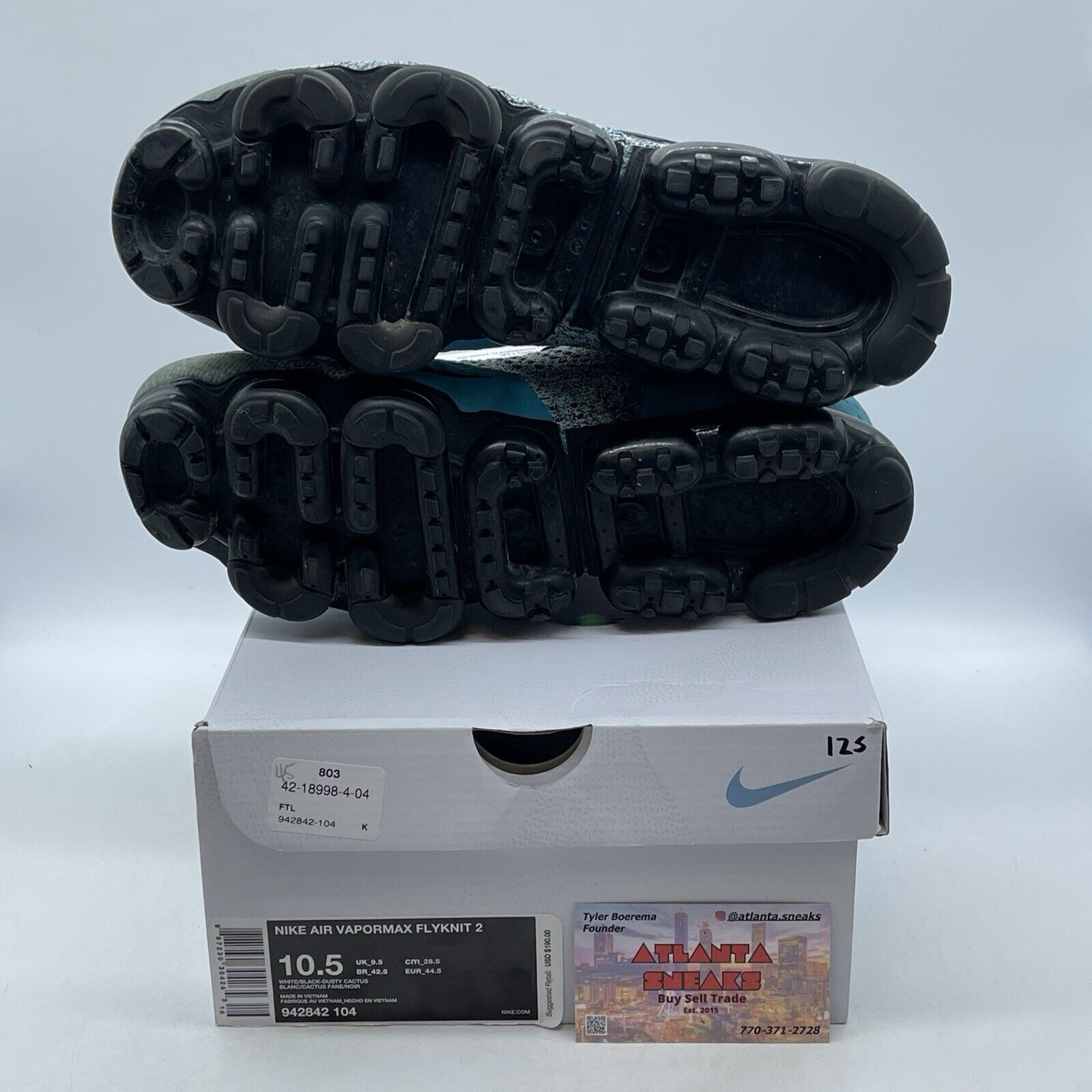 Size 10.5 - Nike Air VaporMax Flyknit 2 Dusty Cactus Blue Black (942842-104)