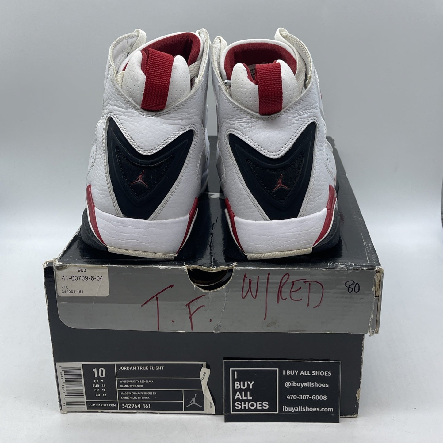 Size 10- Air Jordan True Flight White Red (343795-161)