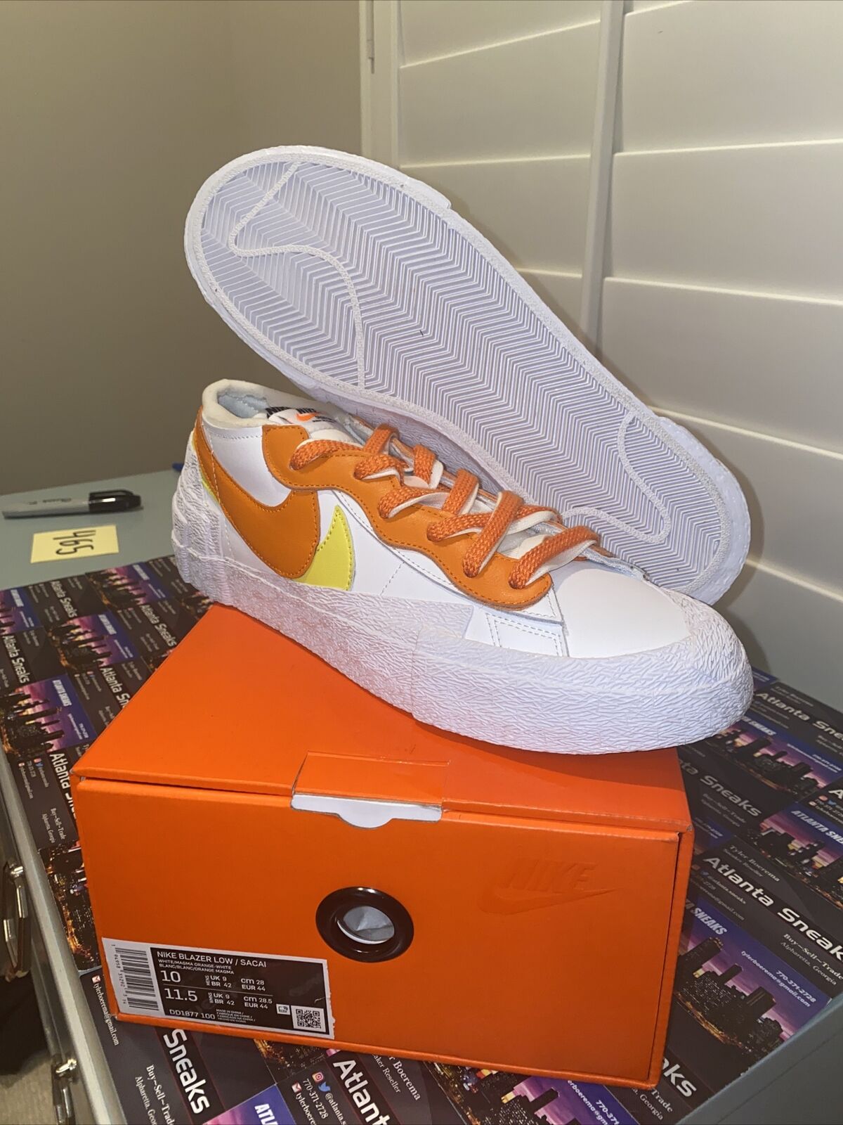 Size 10 - Nike Blazer Low x Sacai Magma Orange