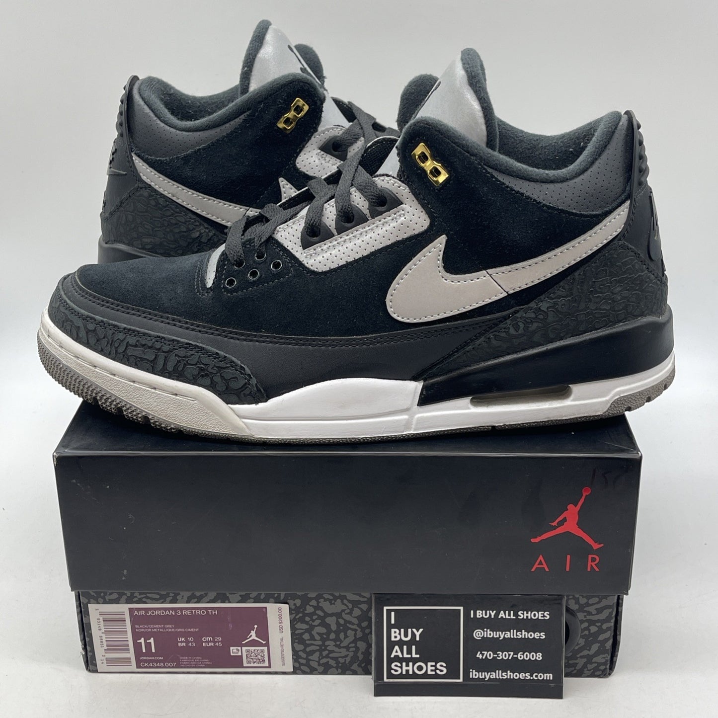 Size 11 - Air Jordan 3 Retro Tinker SP Black Cement 2019 (CK4348-007)