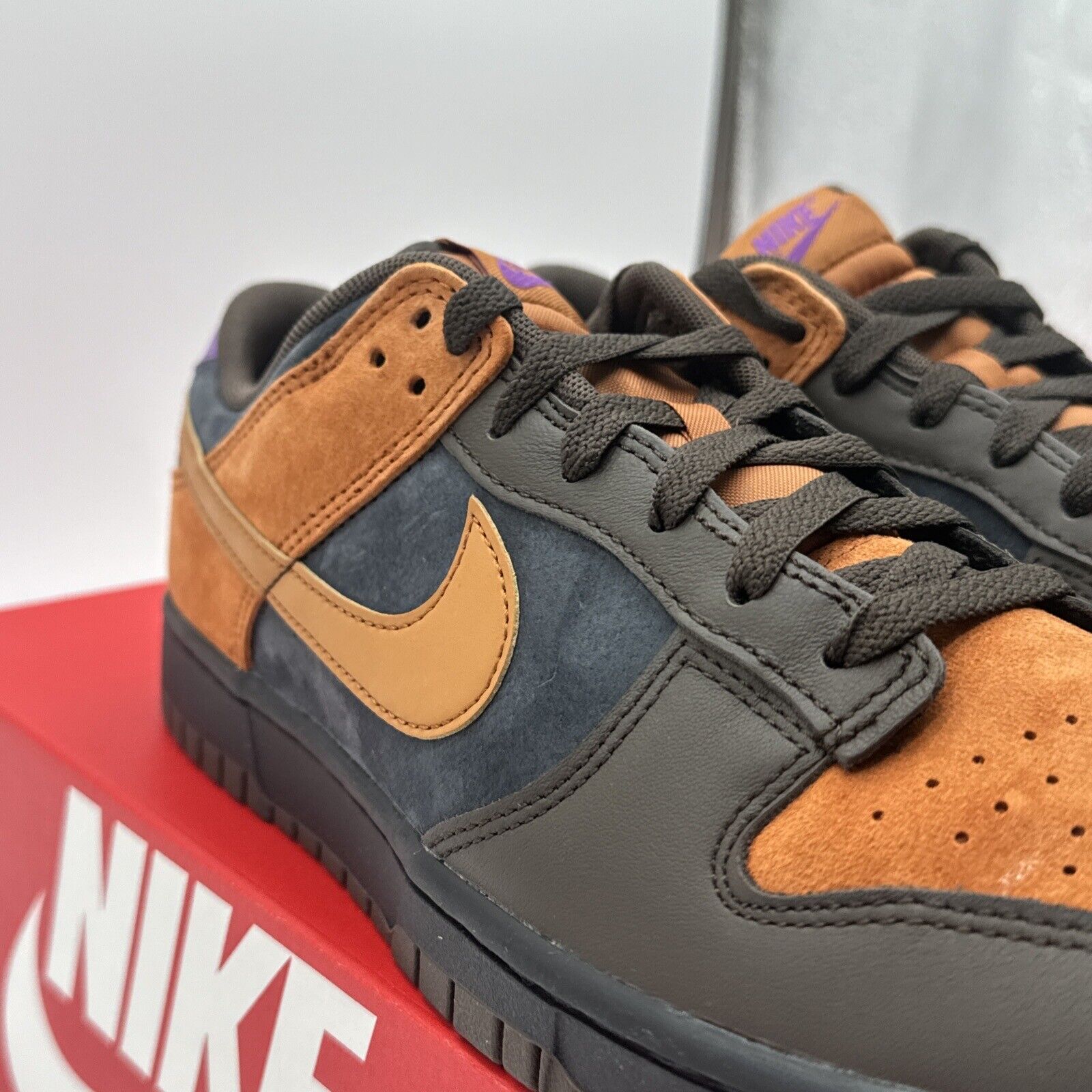 Size 10.5 - Nike Dunk Low Premium Cider Orange Suede Purple Accents Brown Leathe