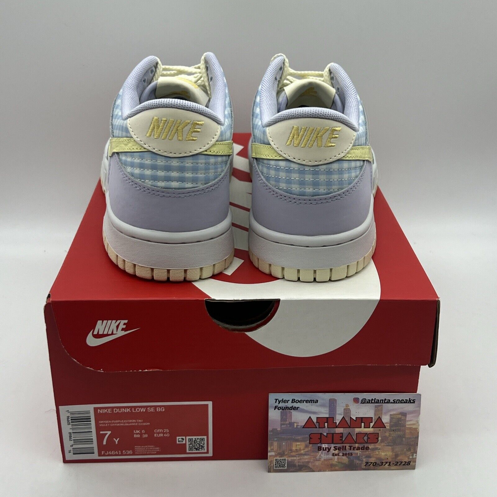 New Nike Dunk Low SE BG Easter Purple Yellow White Blue Size 7Y FJ4641-536