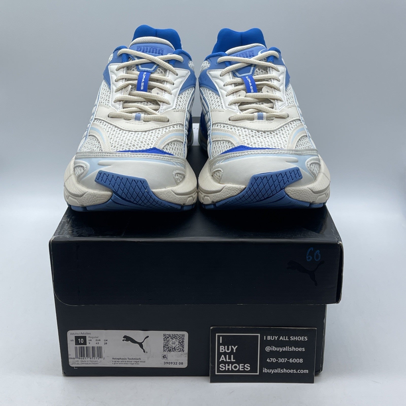 Size 10 - Puma Running Blue Ivory Velophasis Technisch Suede (390932-08)