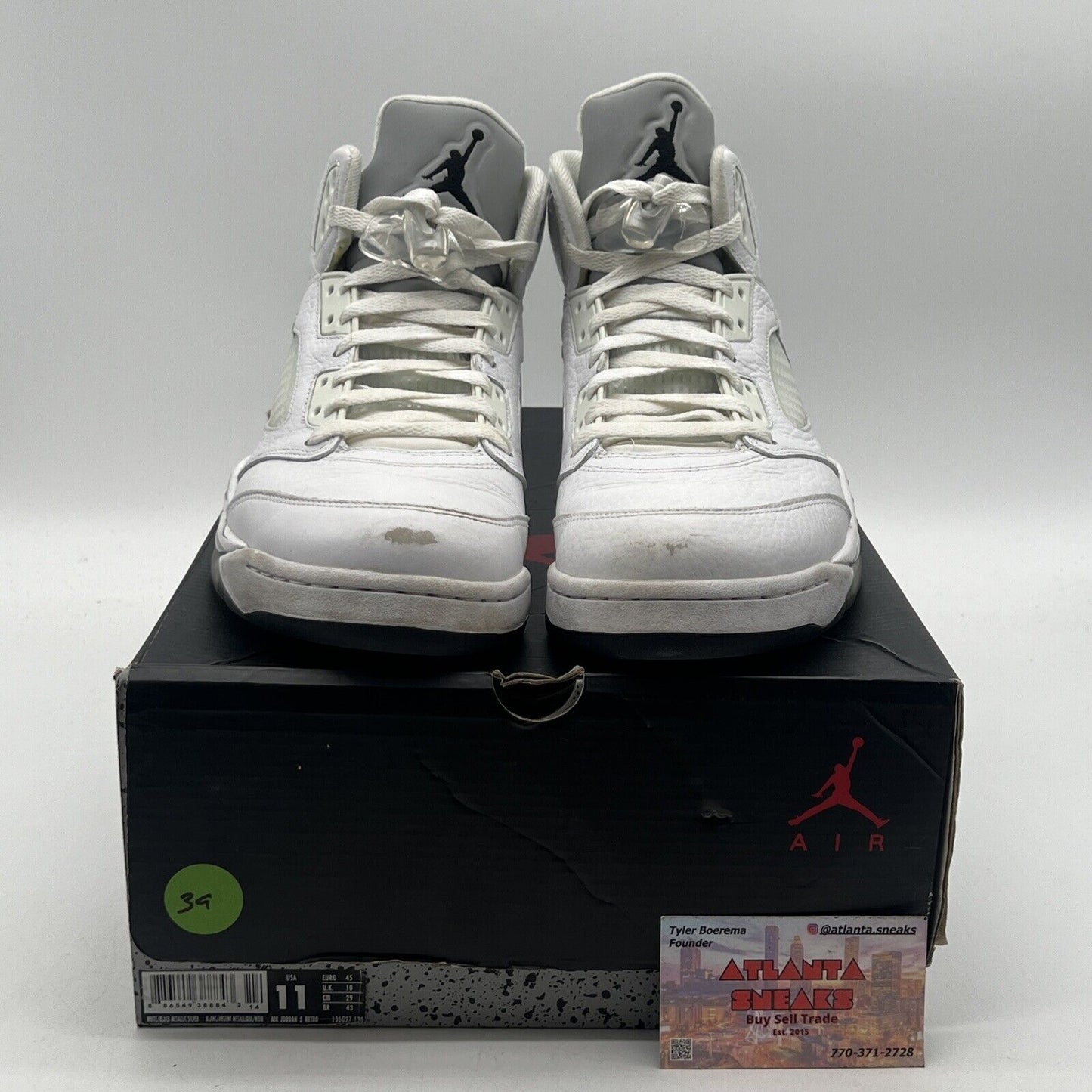 Size 11 - Air Jordan 5 Retro 2015 Metallic White Grey Leather (136027-130)