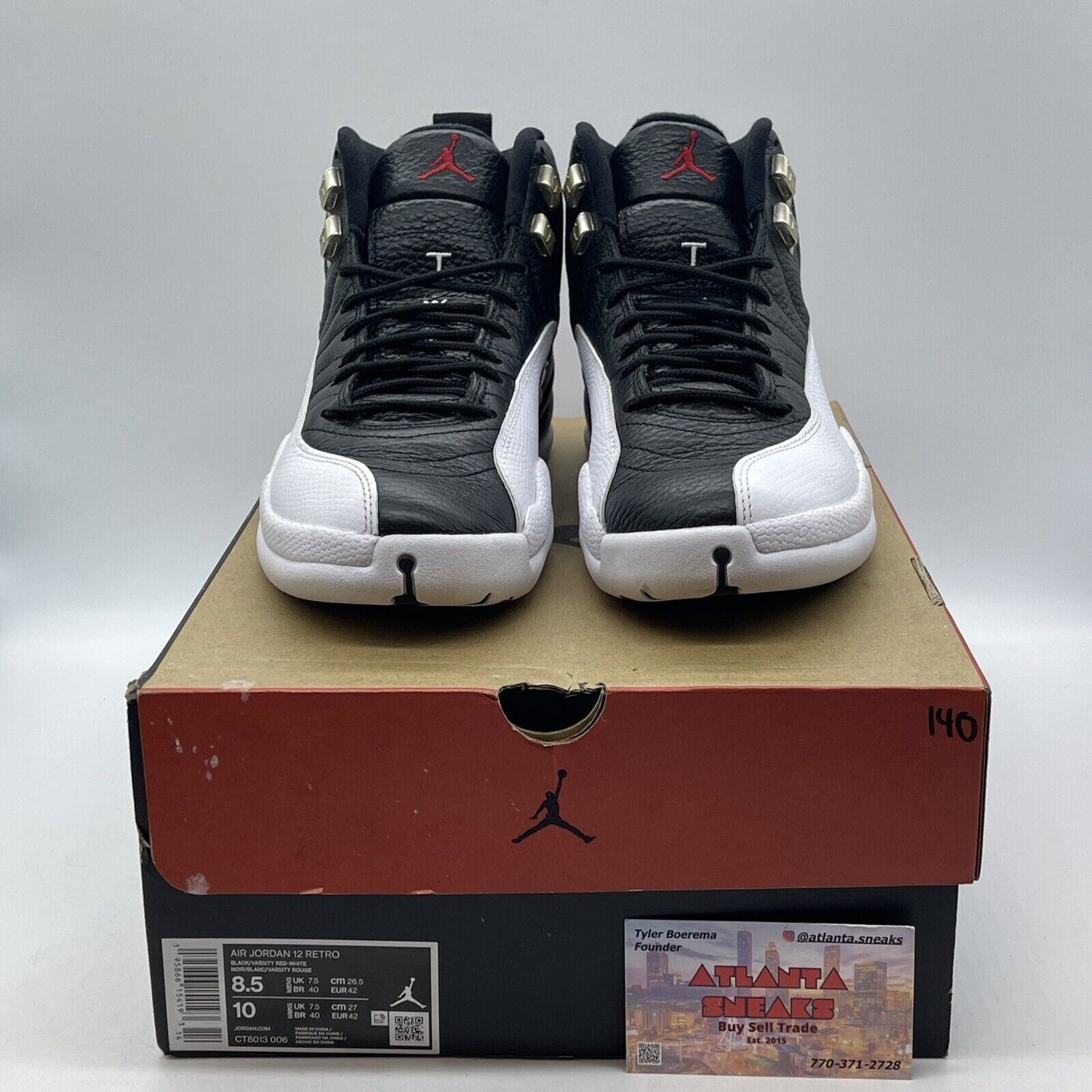 Size 8.5 - Jordan 12 Retro Mid Playoff White Black Silver Leather (CT8013-006)