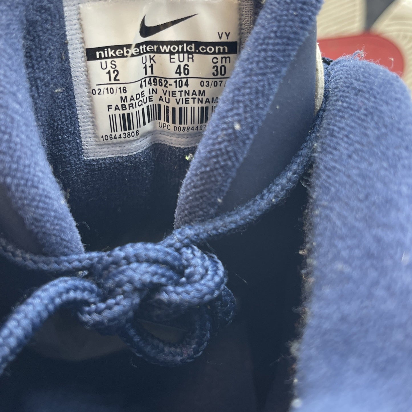Size 12 - Nike Air More Uptempo 2016 Olympic White Blue Suede (414962-104)