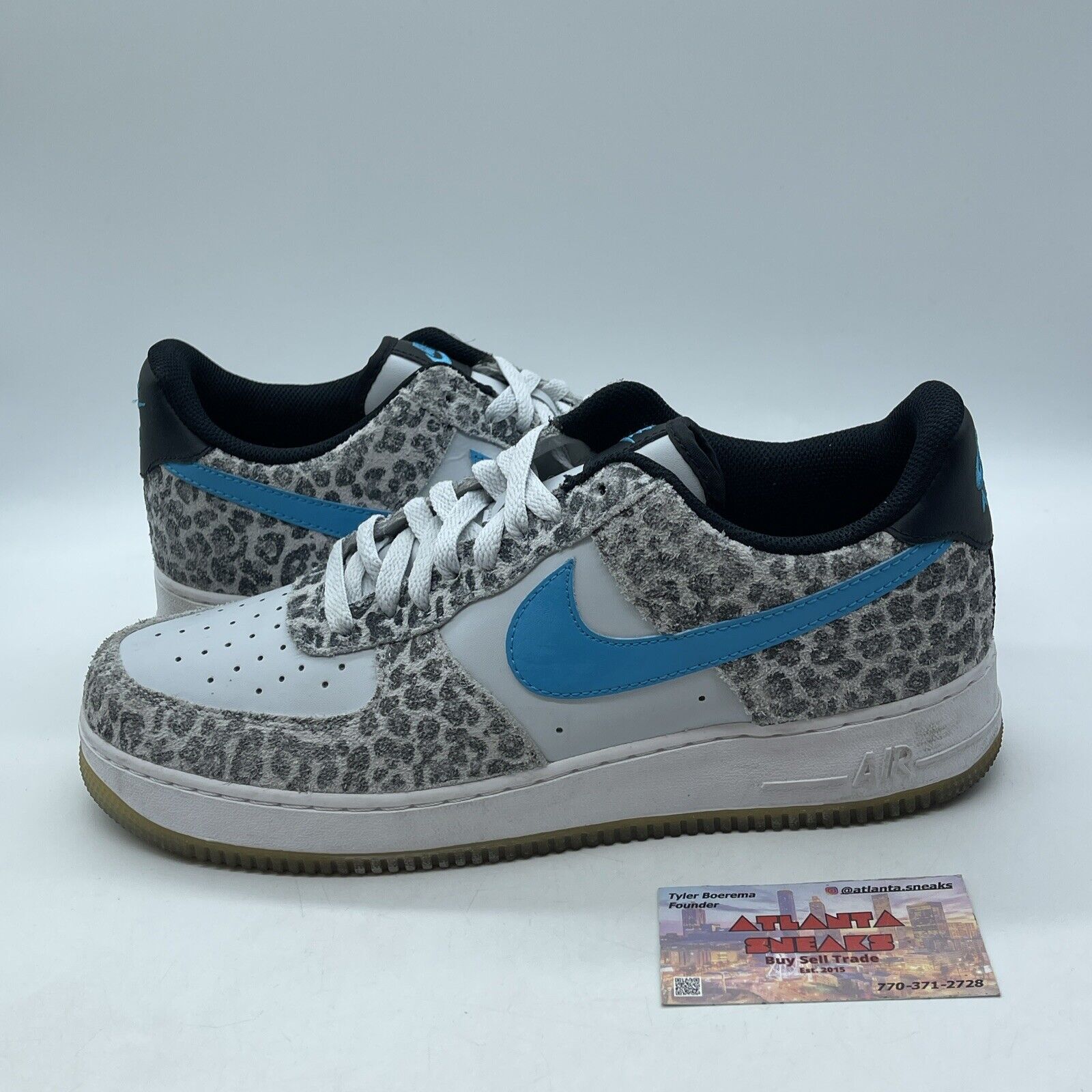 Size 11 - Nike Air Force 1 Premium Low Snow Leopard White Blue (DJ6192-001)