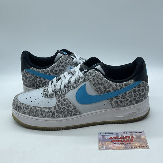 Size 11 - Nike Air Force 1 Premium Low Snow Leopard White Blue (DJ6192-001)